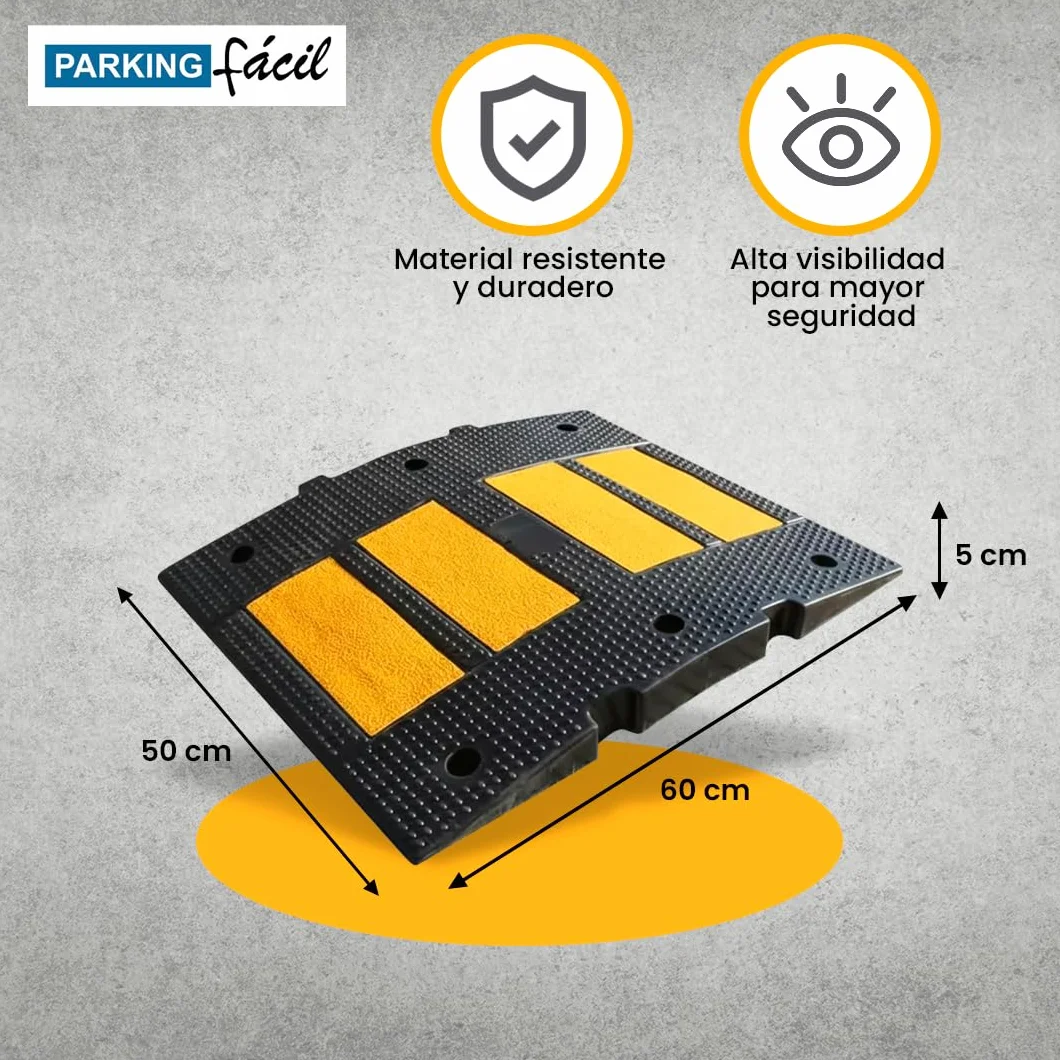 Pack de 2 Reductores de Velocidad de Caucho 5×60×50 cm Antideslizantes para Aparcamientos