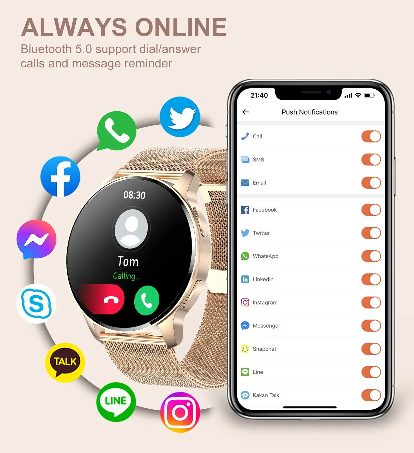 Iaret Reloj Inteligente para Mujer con Llamadas, 1,32'' Smartwatch, 3 Correas, Pulsera Actividad, Presión Arterial, Ritmo Cardíaco, Oxígeno Sanguíneo, Sueño para Android iPhone, Regalo