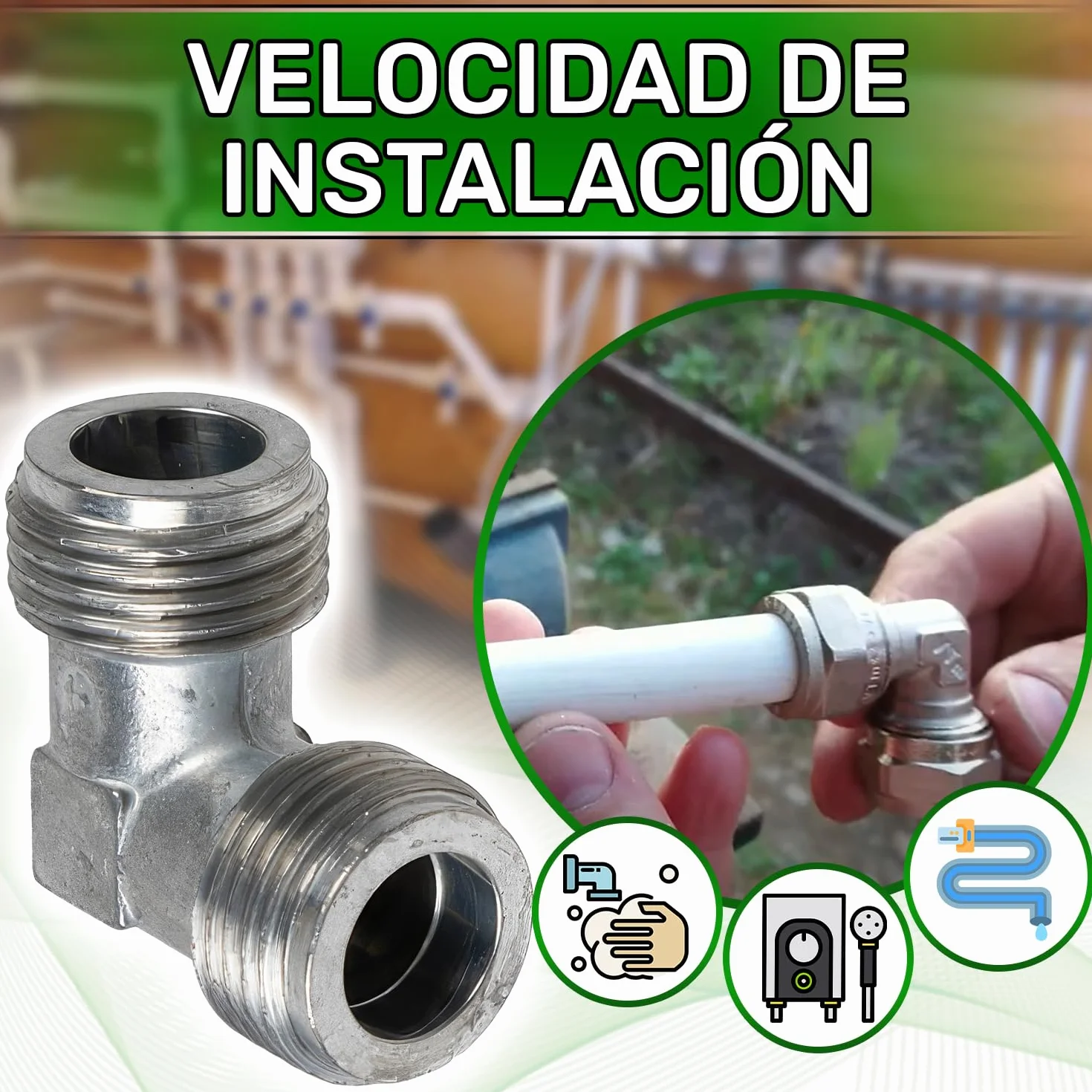 Codo de 90° Conexión Gas 1/2" Macho/Macho Tope Junta - ONIX TECH