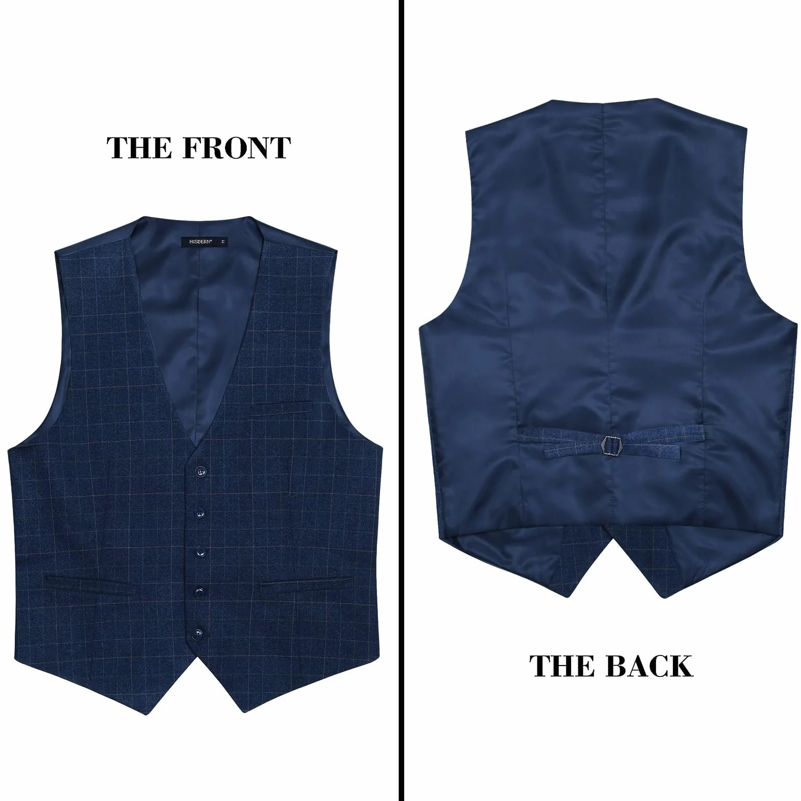 HISDERN Chaleco Formal de Fiesta de Boda para Hombre Chaleco de Algodon Vestido a Cuadros
