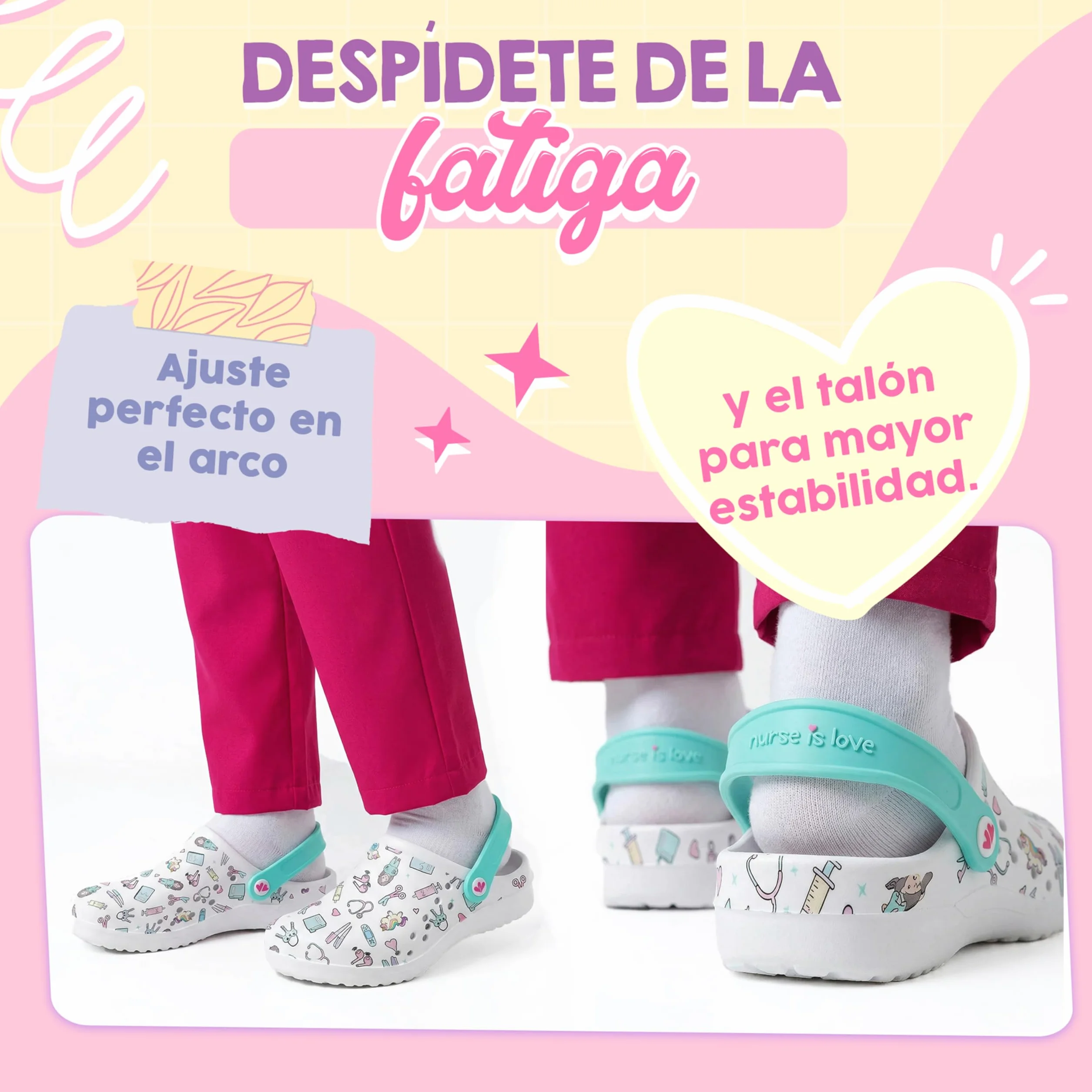 Nurse is Love Zuecos Mujer - Zuecos EVA Ligeros, Calzado Casual de Moda | Regalo Original para Ella | Diseño Divertido