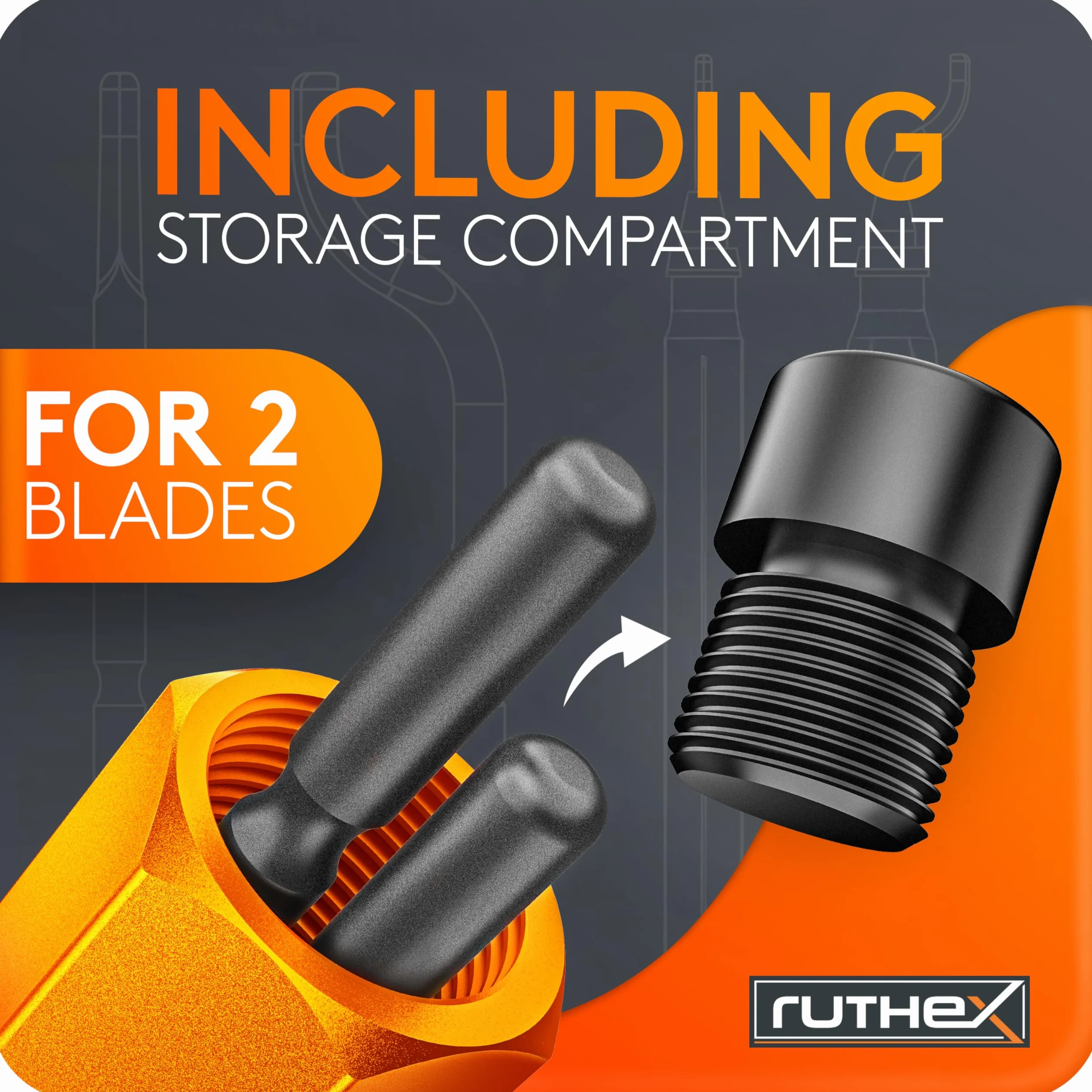 Ruthex Desbarbador Manual en Caja de Metal con 11 Cuchillas para Plástico, Metal y Acero Inoxidable