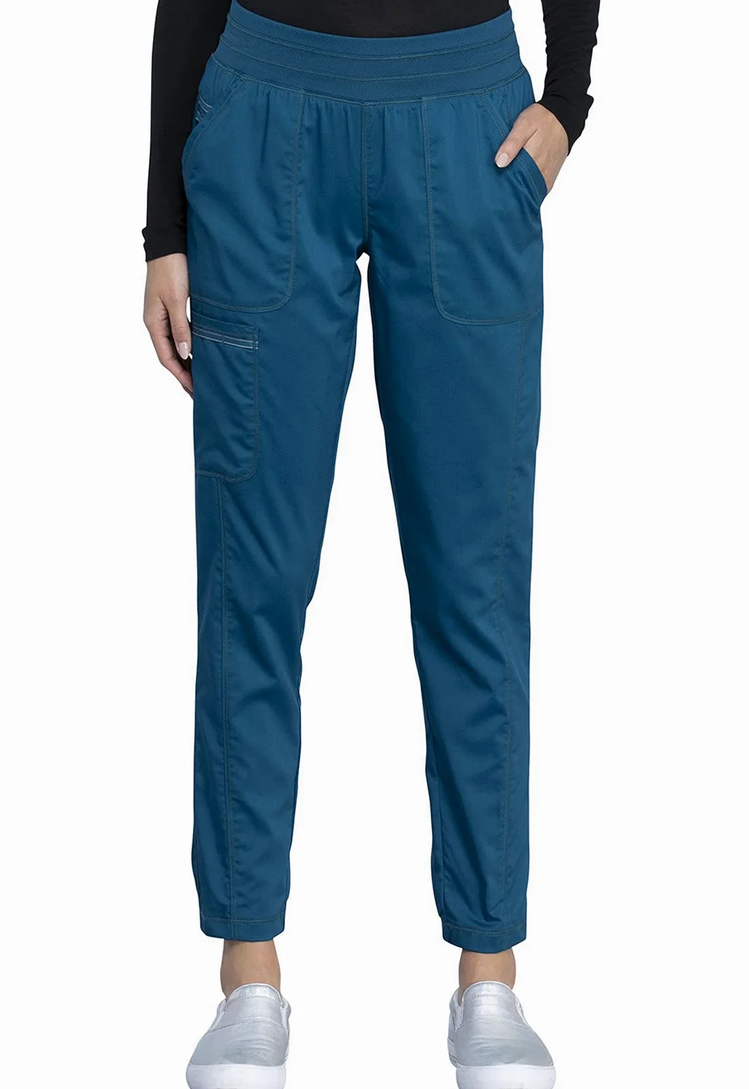 CHEROKEE Workwear WW Revolution Natural Rise Jogger, WW011 | 5 bolsillos, tiro natural, sarga de tela mezclada, suave elástico en 2 direcciones, cintura de malla para cambios activos