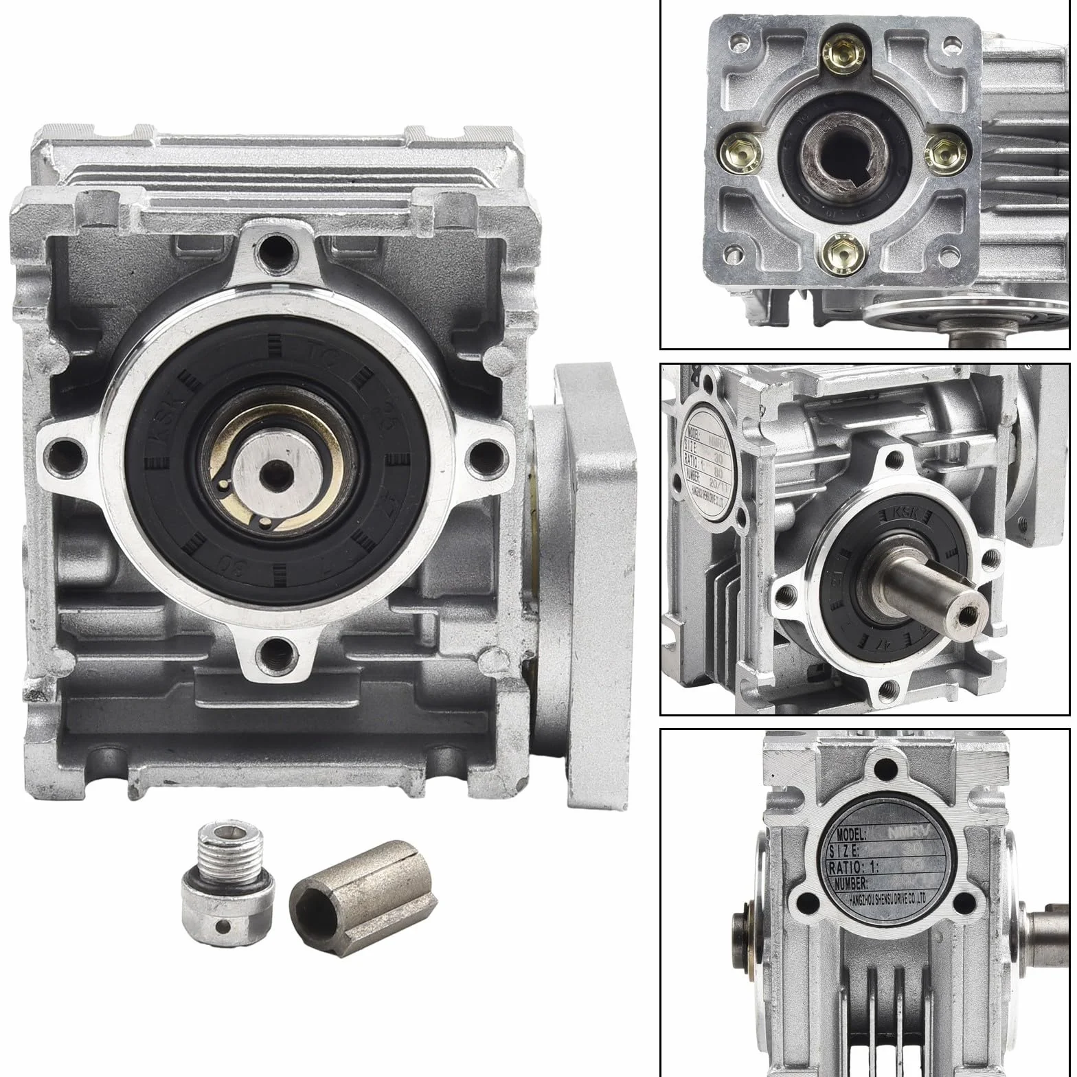 Reductor de engranaje sin fin RV030 para motor paso a paso NEMA 23, eje 14 mm, relación 5:1