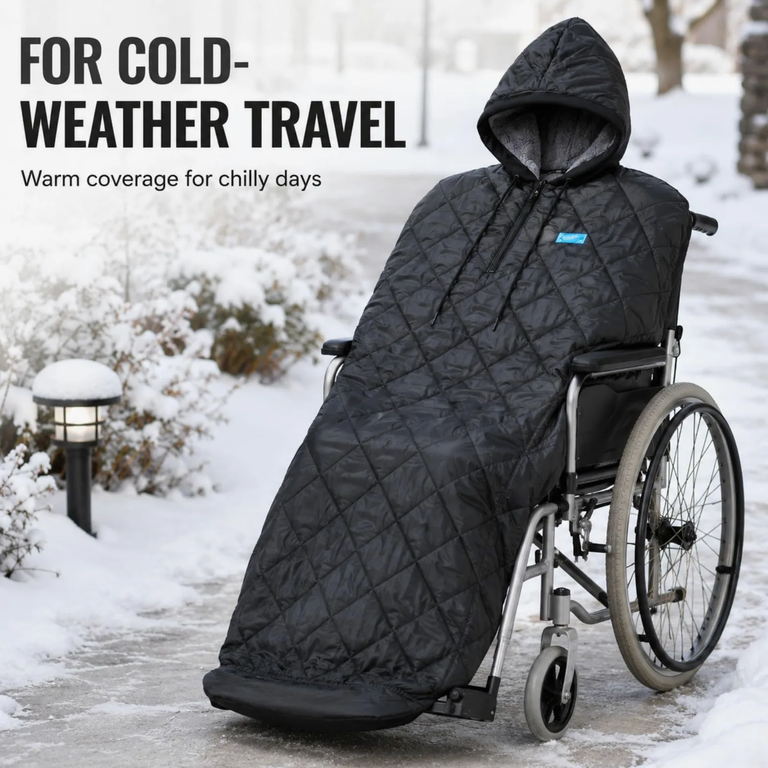 Manta Térmica Silla Ruedas para Merits Health P101 Travel-Ease 2018-2026 | Felpa térmica impermeable | Contra viento frío | Cobertura total silla ruedas | Diseño con capucha | Protección exterior