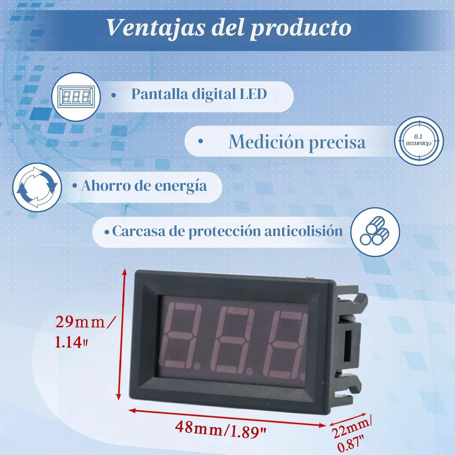 Termómetro Digital 12V con Sonda LED para Congelador Refrigerador Acuario, Azul