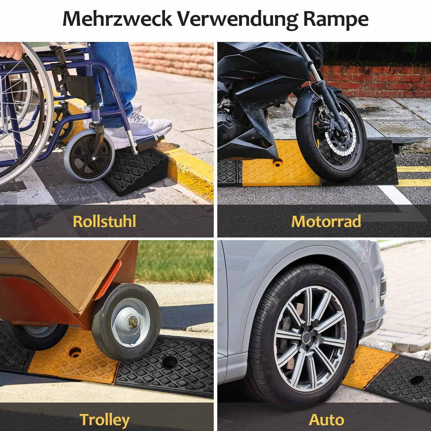Rampa de bordillo de goma de 5 cm para automóviles, umbrales de puerta