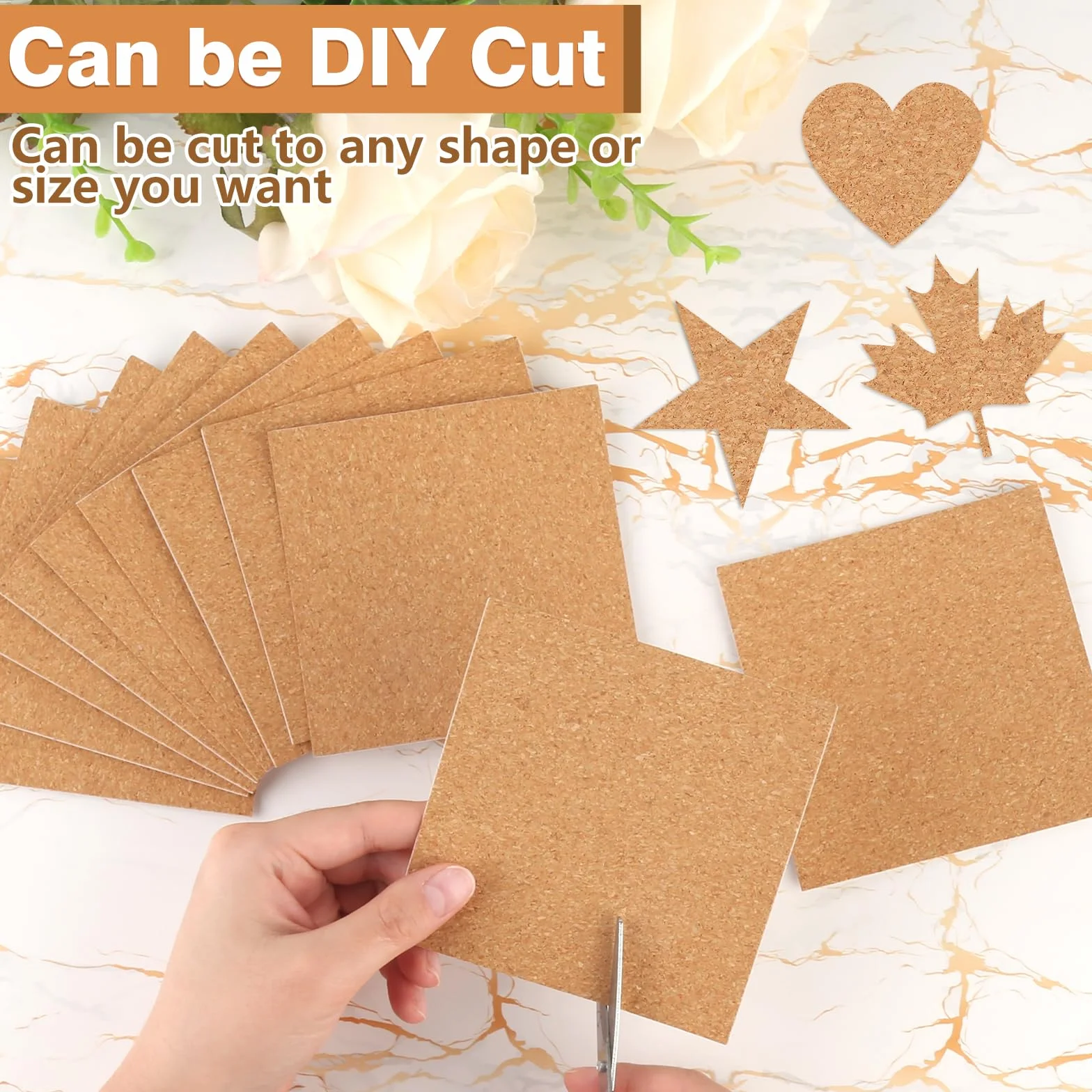 Corcho Autoadhesivo 1mm 10x10cm 25 Piezas para Pared y Decoración