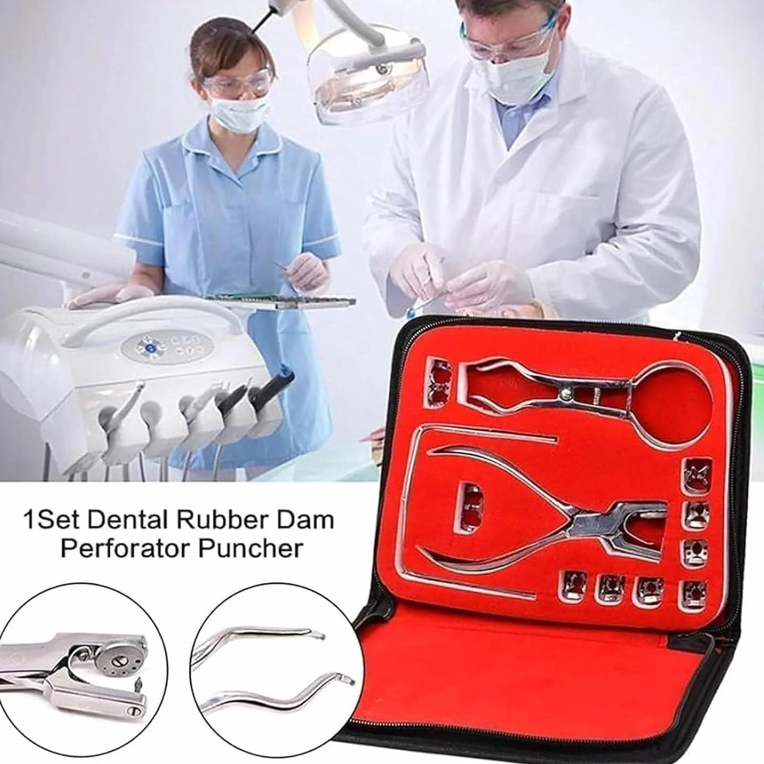 Modelo anatómico humano kit de dique de goma para endodoncia dental con marcos de abrazaderas