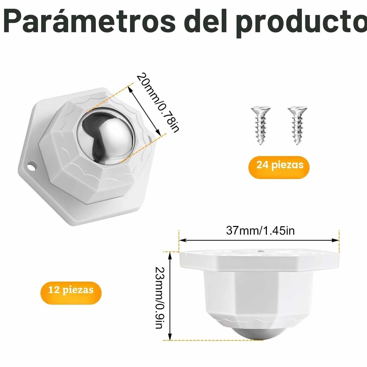Juego de 12 Ruedas Giratorias Adhesivas para Muebles Pesados, Acero Inoxidable, Mini Ruedas para Electrodomésticos, Mesas y Sillas