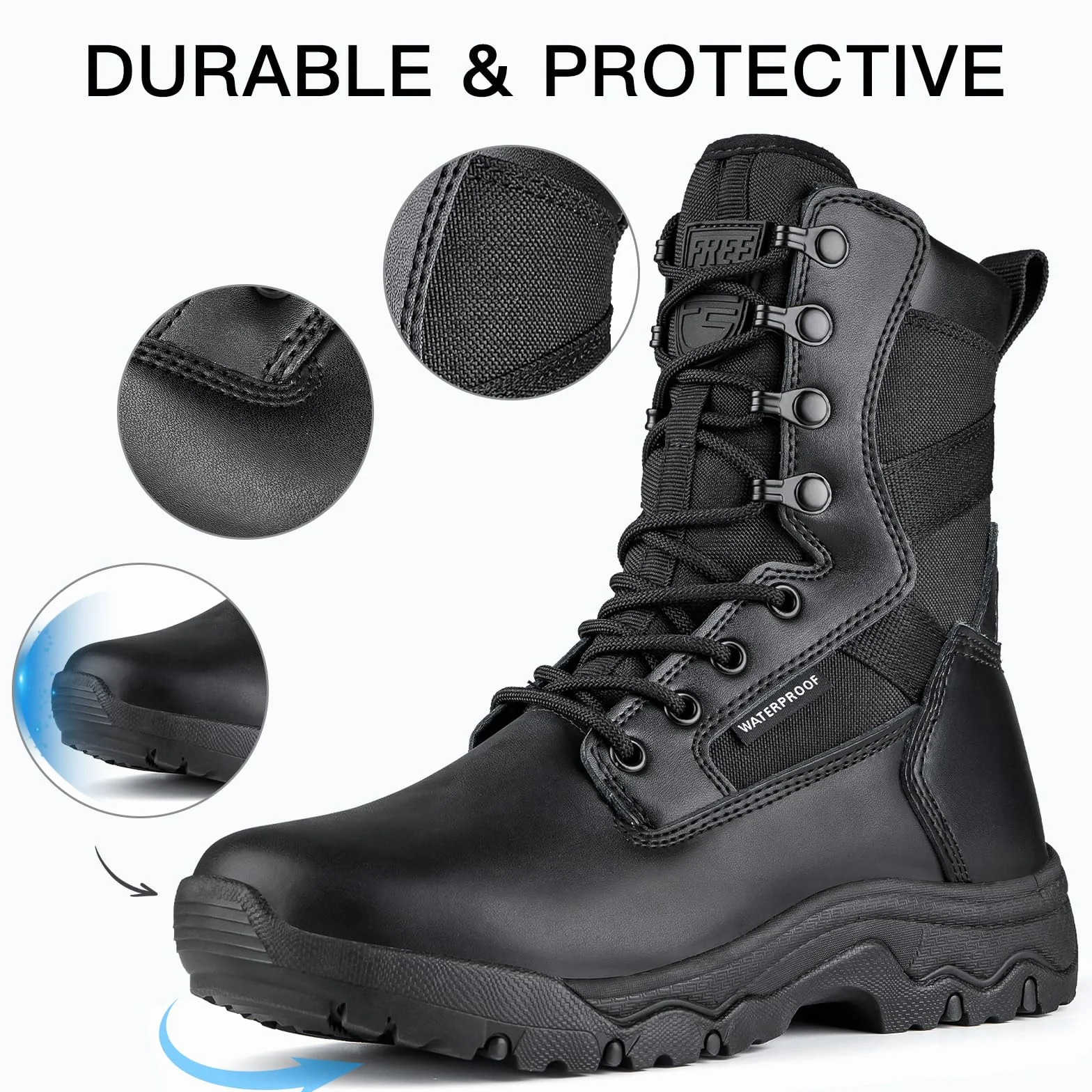 FREE SOLDIER Botas tácticas de las mujeres 8 pulgadas Botas ligeras del combate Botas militares durables del trabajo al aire libre Botas del desierto para las mujeres