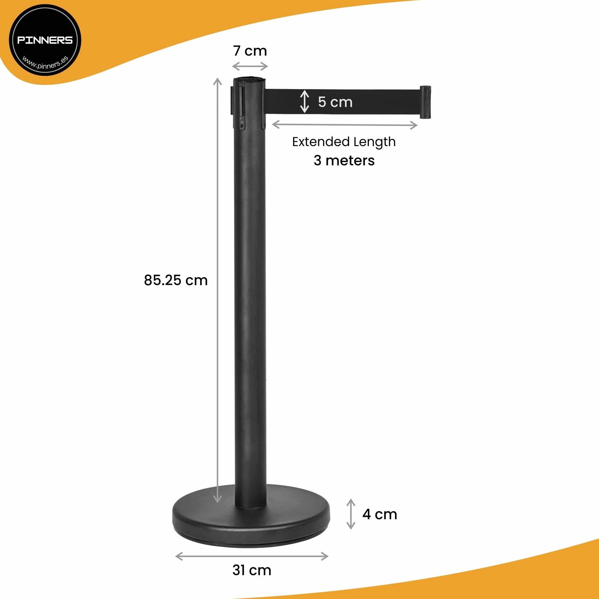 Poste Separador Cinta Extensible 3 metros (2uds) Barrera Delimitadora Prohibido el Paso