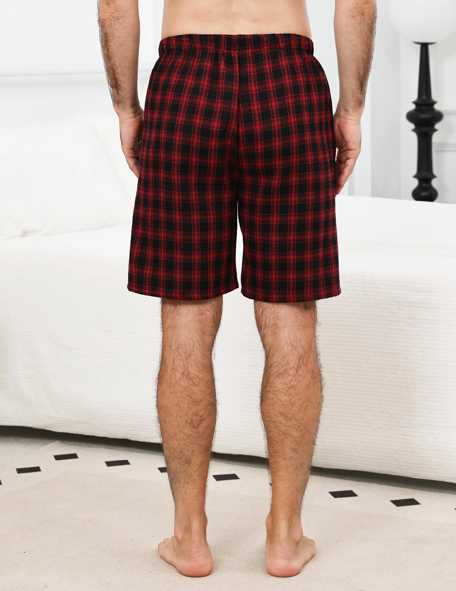 3 Piezas Pantalones Cortos de Pijama para Hombre Algodón, Shorts de Cuadros para Verano, Suave y Cómodo Pantalón Corto con Bolsillos, Finos y Ligera Bermudas para Dormir S-XXL