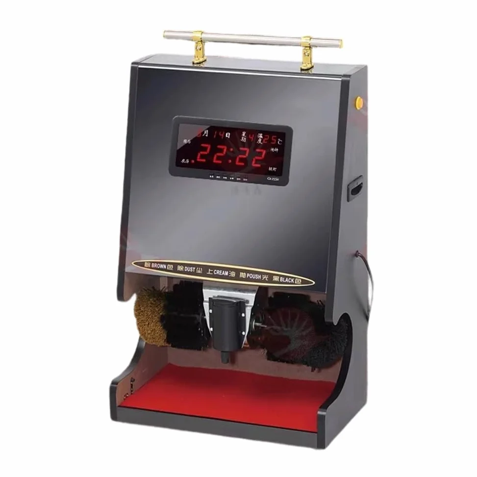 Pulidora Eléctrica De Calzado con Cepillos Dobles, Pulidora De Calzado Inteligente con Sensor, Kit De Limpieza Y Pulido De Calzado con Pantalla LED,Negro