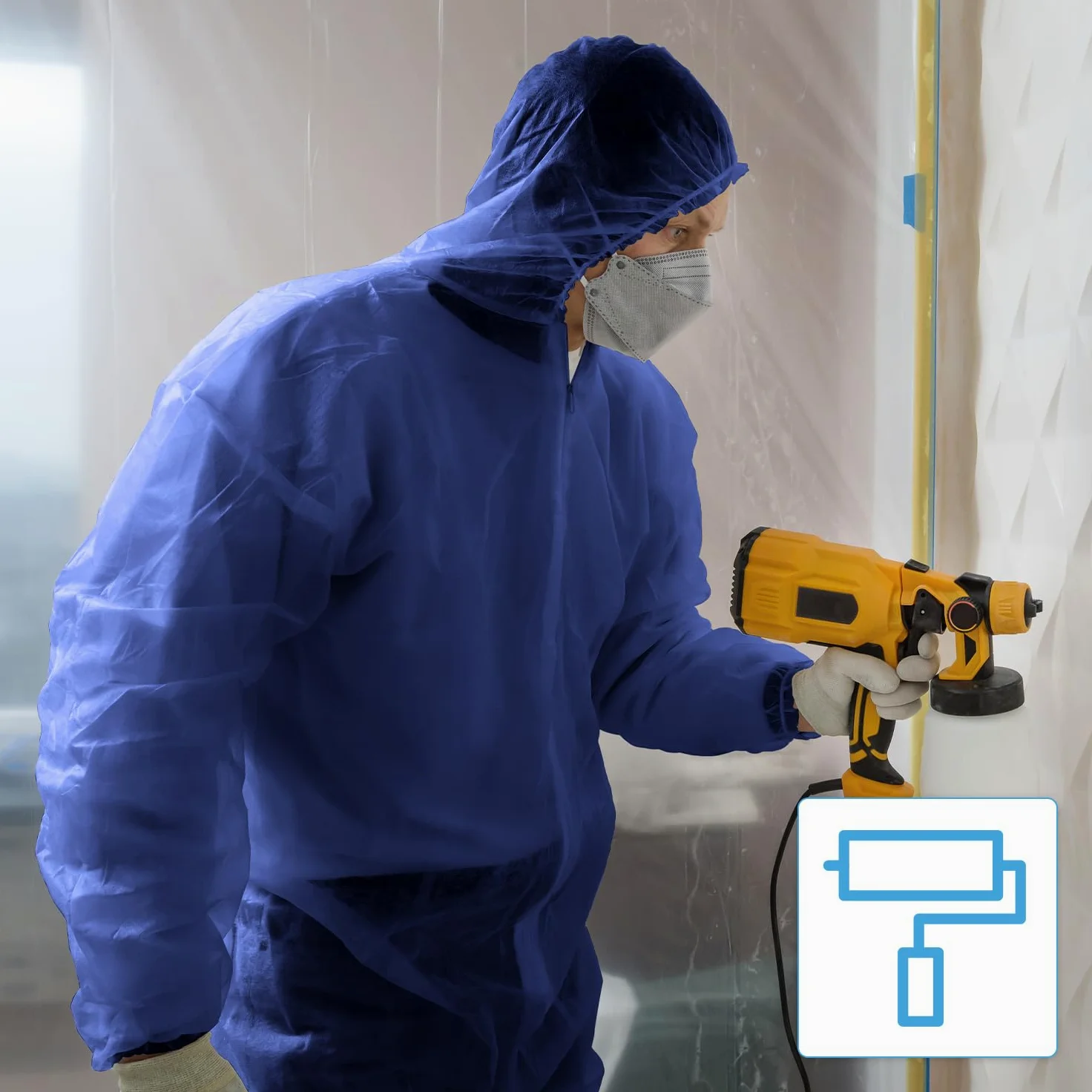 ARNOMED 50x Mono de protección PP extra fuerte, mono completo azul 50g/m², mono de pintor desechable XL, mono de trabajo para hombre/mujer con capucha, mono desechable, mono de protección desechable
