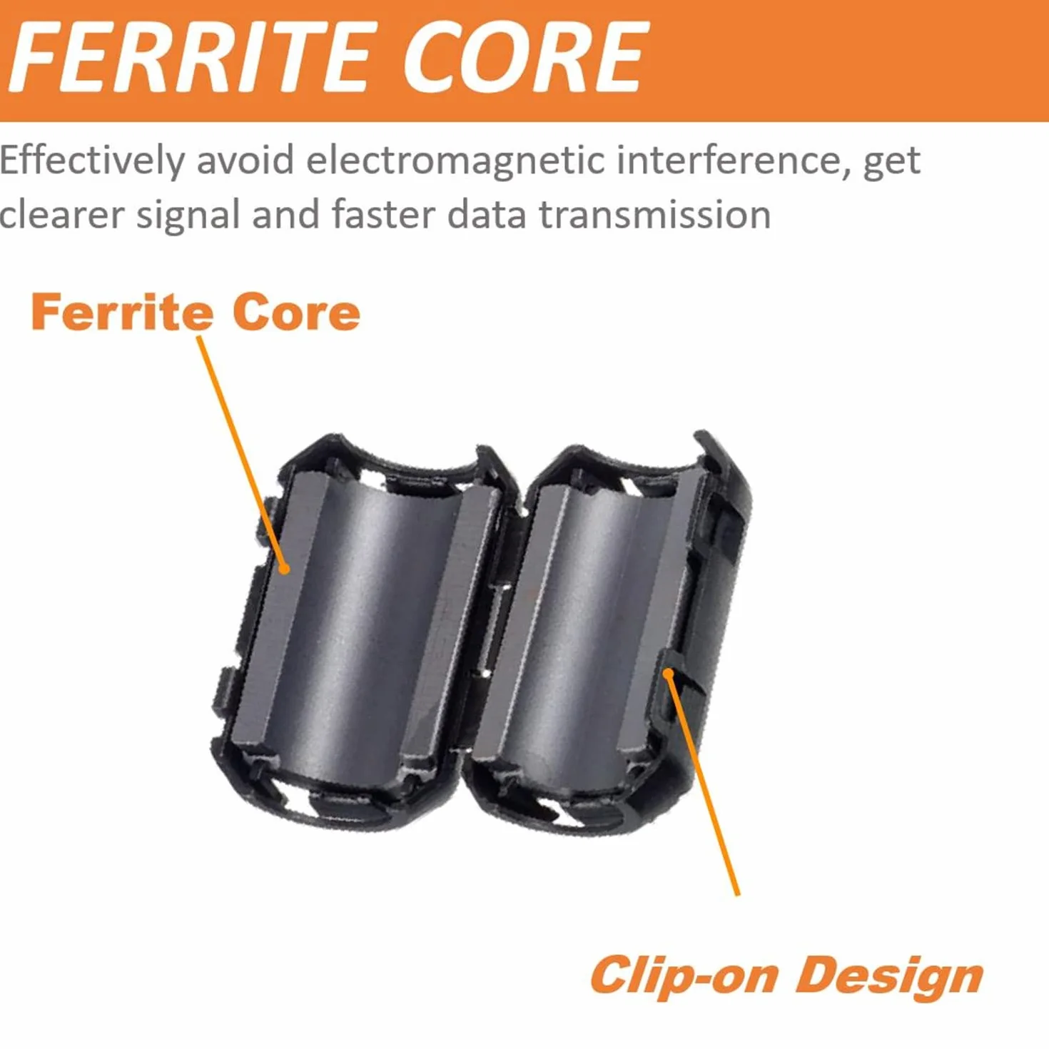 Noise Blanker Clip de cable negro Anillo de ferrita RFI EMI 3.5 mm (paquete de 5)