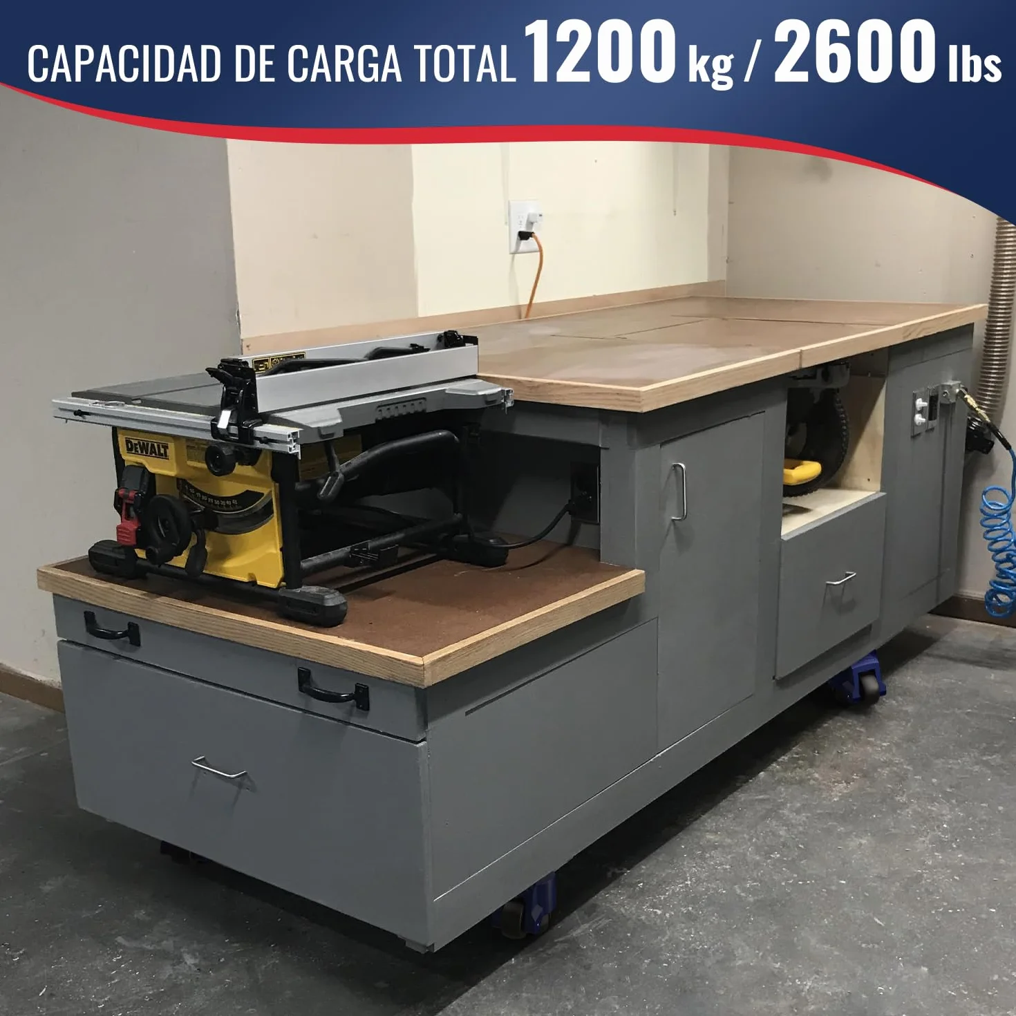 Ruedas de Nivelación con Mango de Trinquete 1200 kg 107-114 mm Giratorias para Bancos de Trabajo