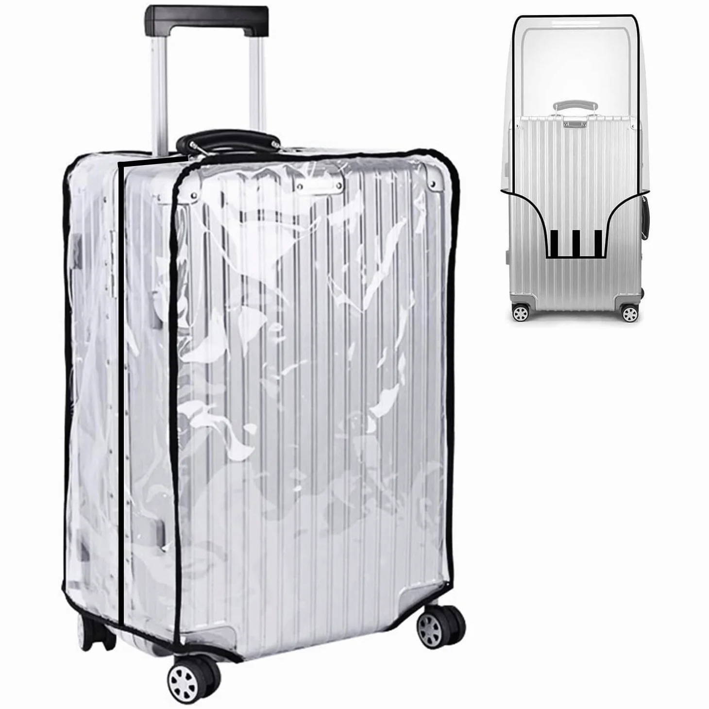 Handcuffs Fundas protectoras transparentes para carrito de equipaje, PVC, impermeable, para bolsa de viaje (24 pulgadas) (16.1 x 11 x 24 pulgadas)