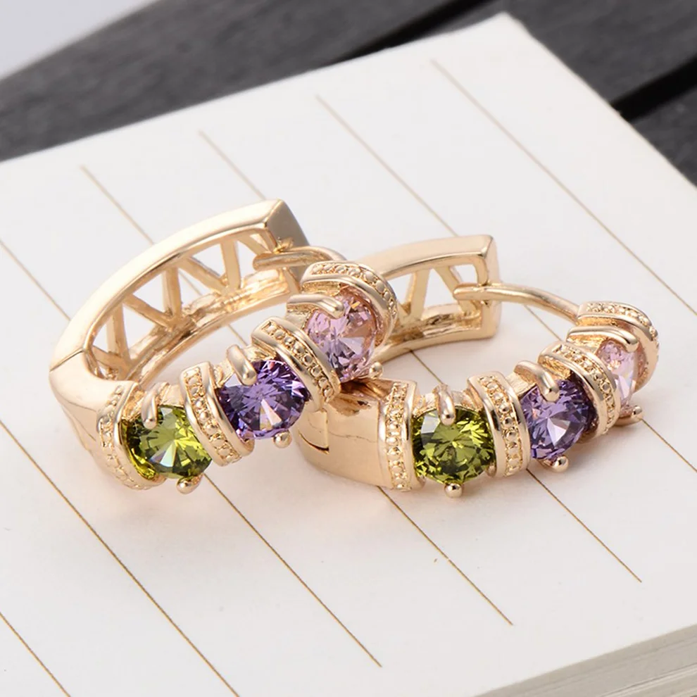 YAZILIND 18K joyeria plateada oro colorido cristal Cubic Zirconia bola embutido redondo pendiente llenada de diseno claro senoras mujeres moda aretes para ninas
