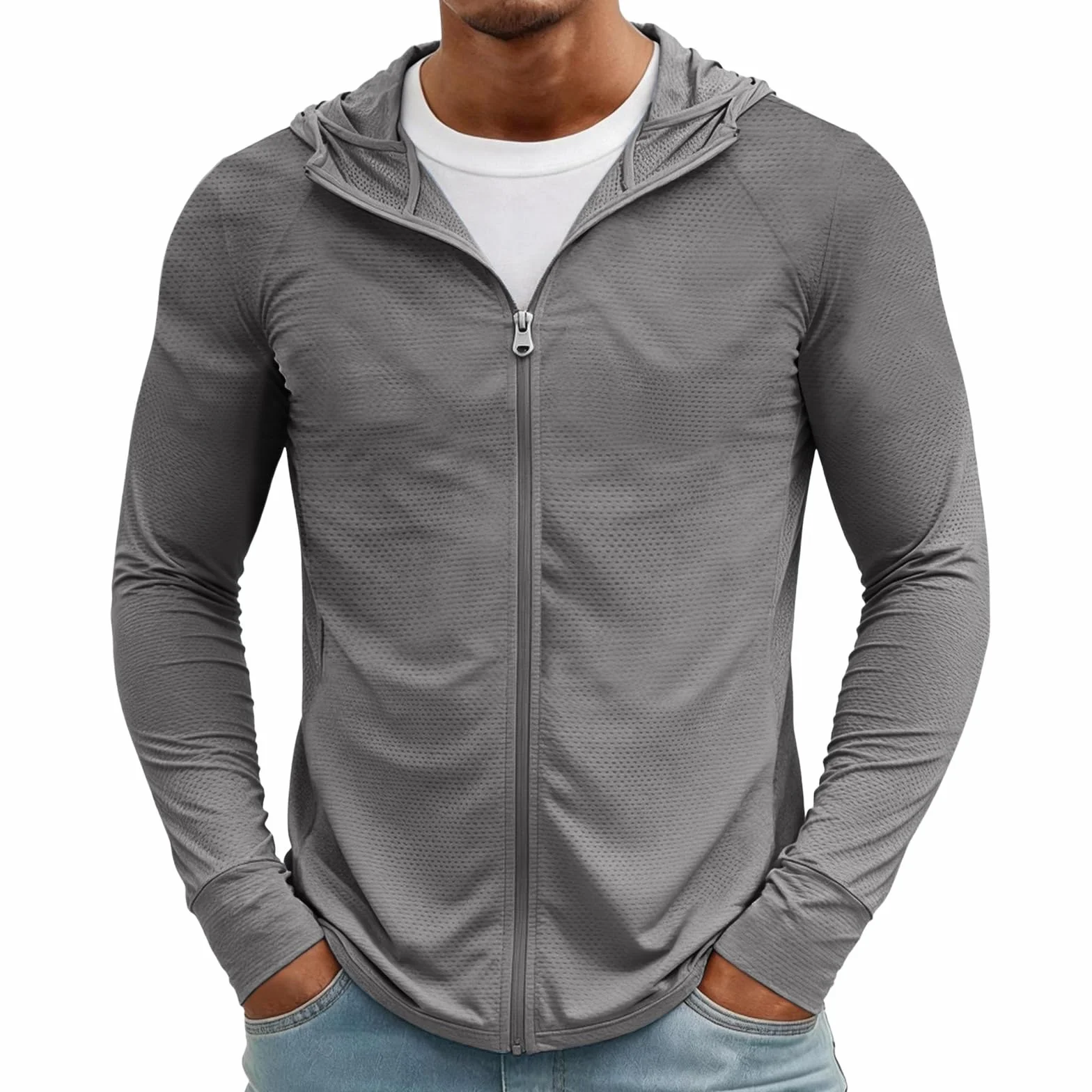 Camiseta Protector Solar, Ligero Protector Solar Manga Larga Camisetas Surf Hombre, Trabajo Viaje