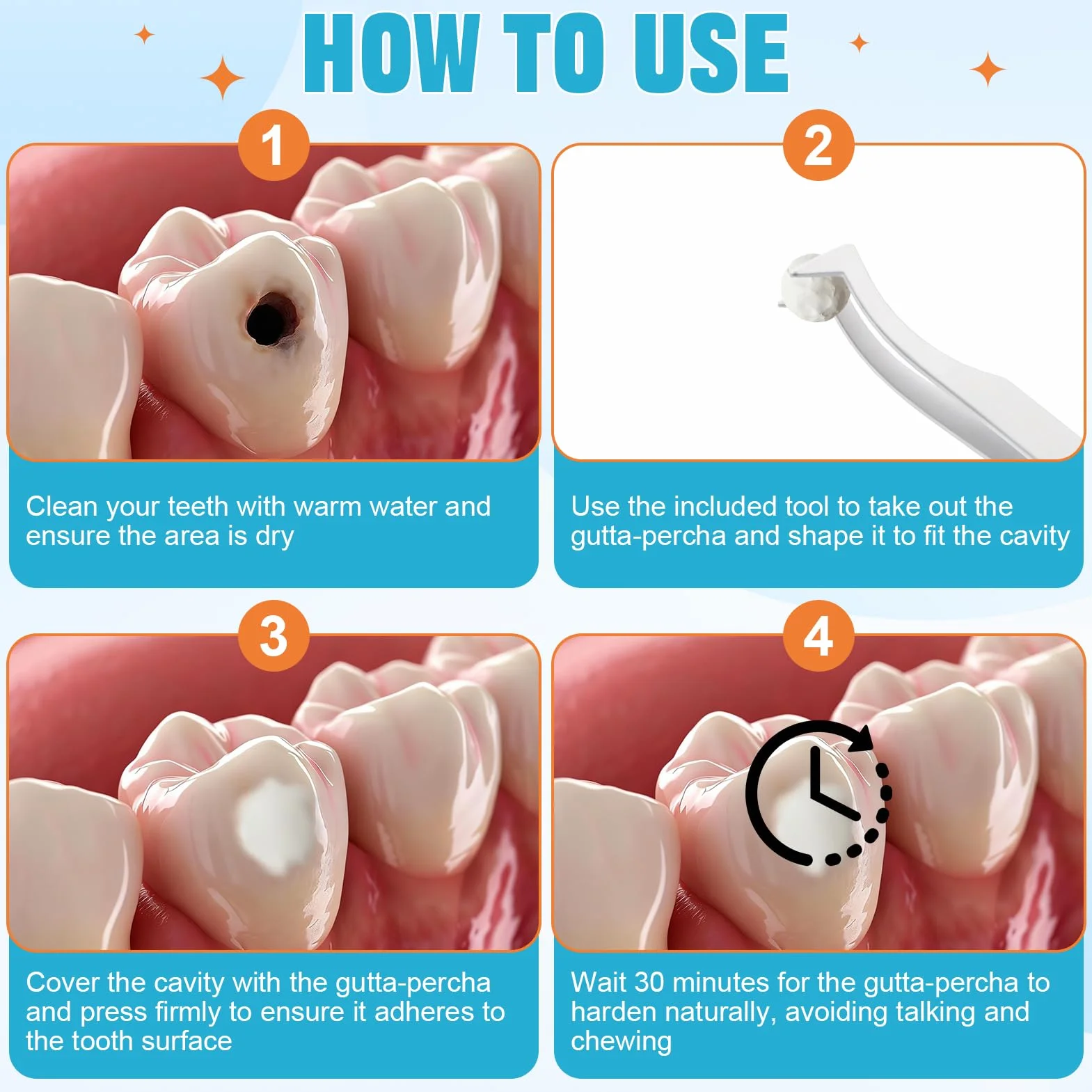 Empaste Dental Profesional, Cemento Dental para Relleno Temporal de Caries y Restauración de Emergencia, 15g