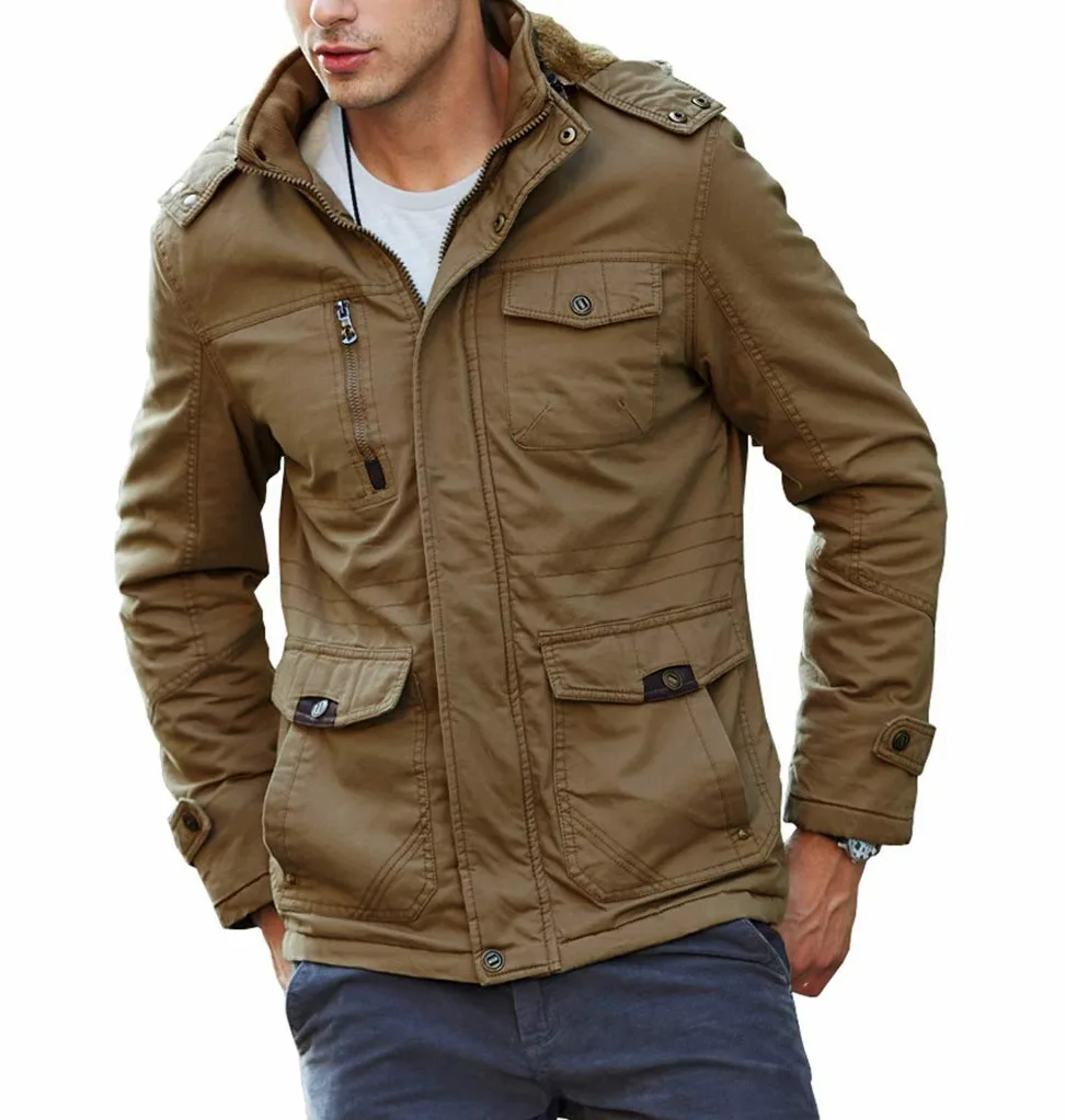 KEFITEVD Parka de invierno para hombre Chaqueta abrigada de invierno con capucha extraíble Abrigo forrado Chaqueta de transición de invierno con forro polar Chaqueta