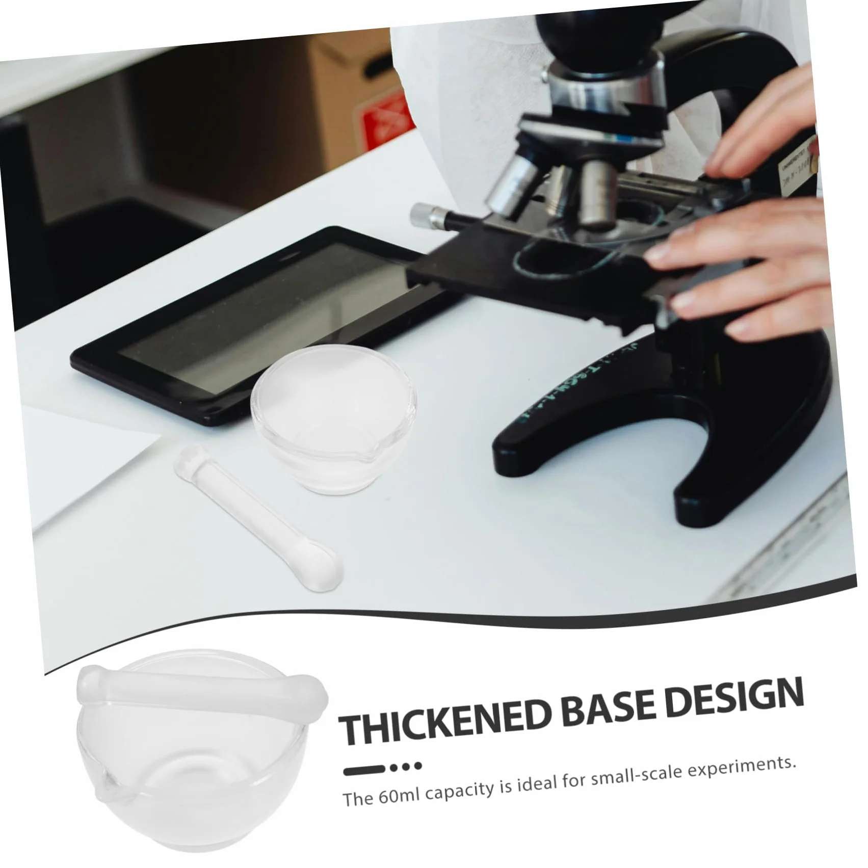 Mortero de Vidrio para Laboratorio con Cuenco y Moler Especias Cocina Profesional