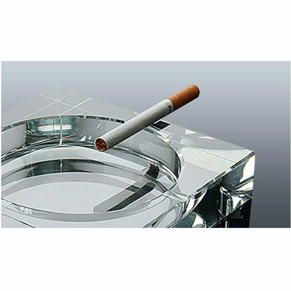 Cenicero cuadrado de cristal – Cenicero pequeño decorativo de cristal transparente para interiores y exteriores – 3.9 pulgadas – Accesorio creativo para el hogar para uso doméstico