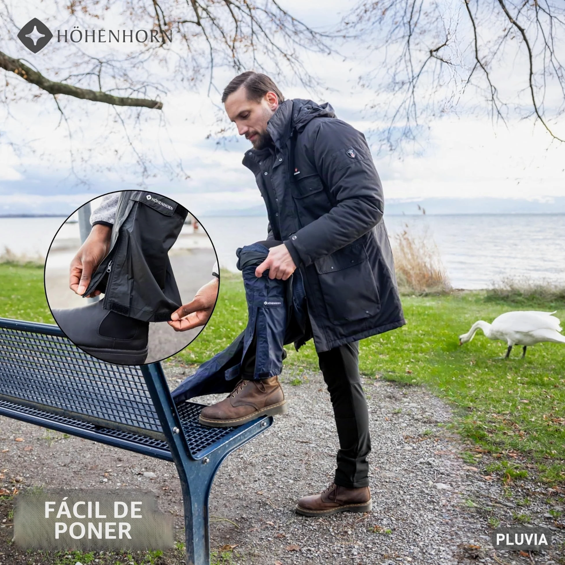 Höhenhorn Pluvia - Pantalones de lluvia para hombre, impermeables, transpirables, con bolsa de transporte