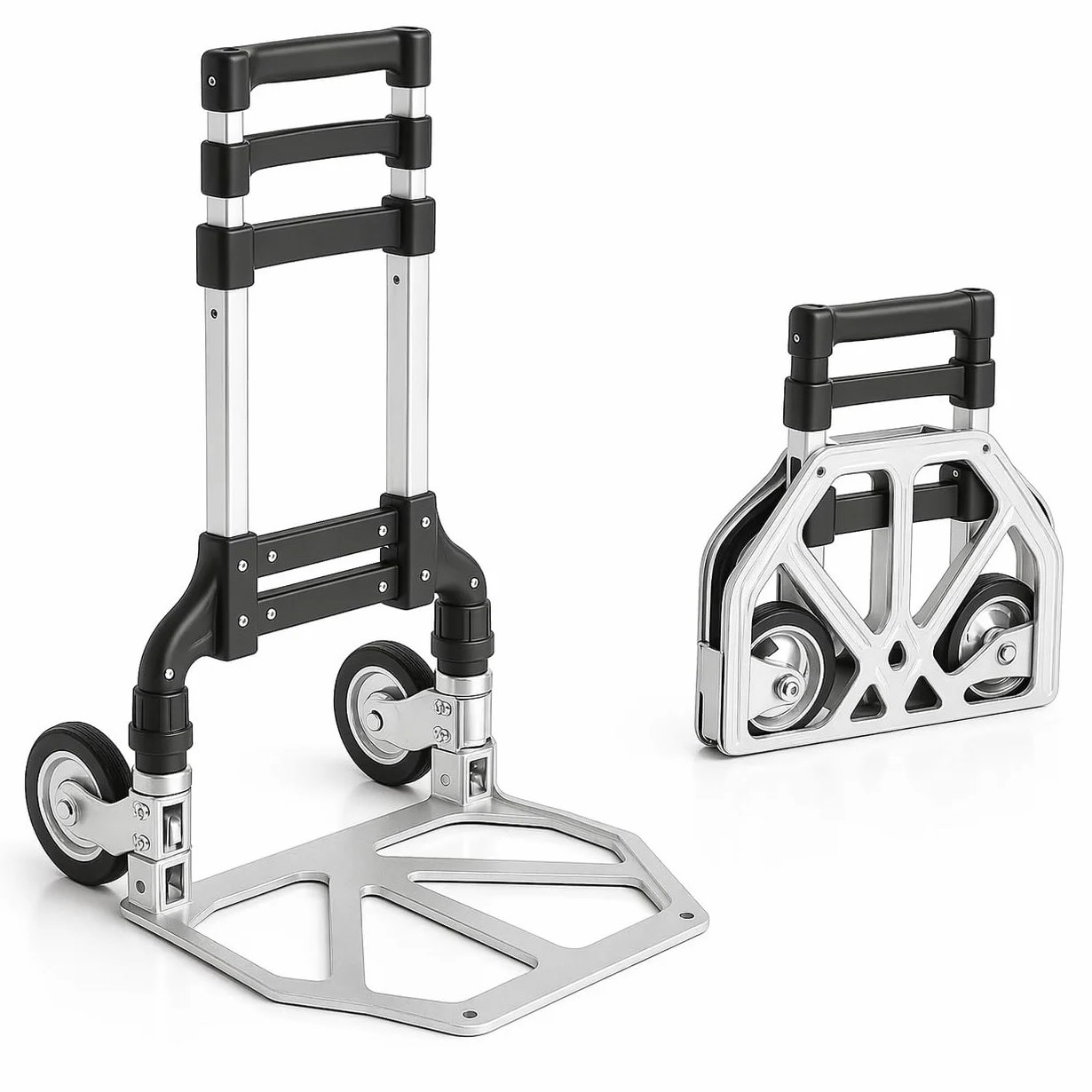 Carretilla de Mano Plegable y Extensible Aluminio 75kg con Ruedas