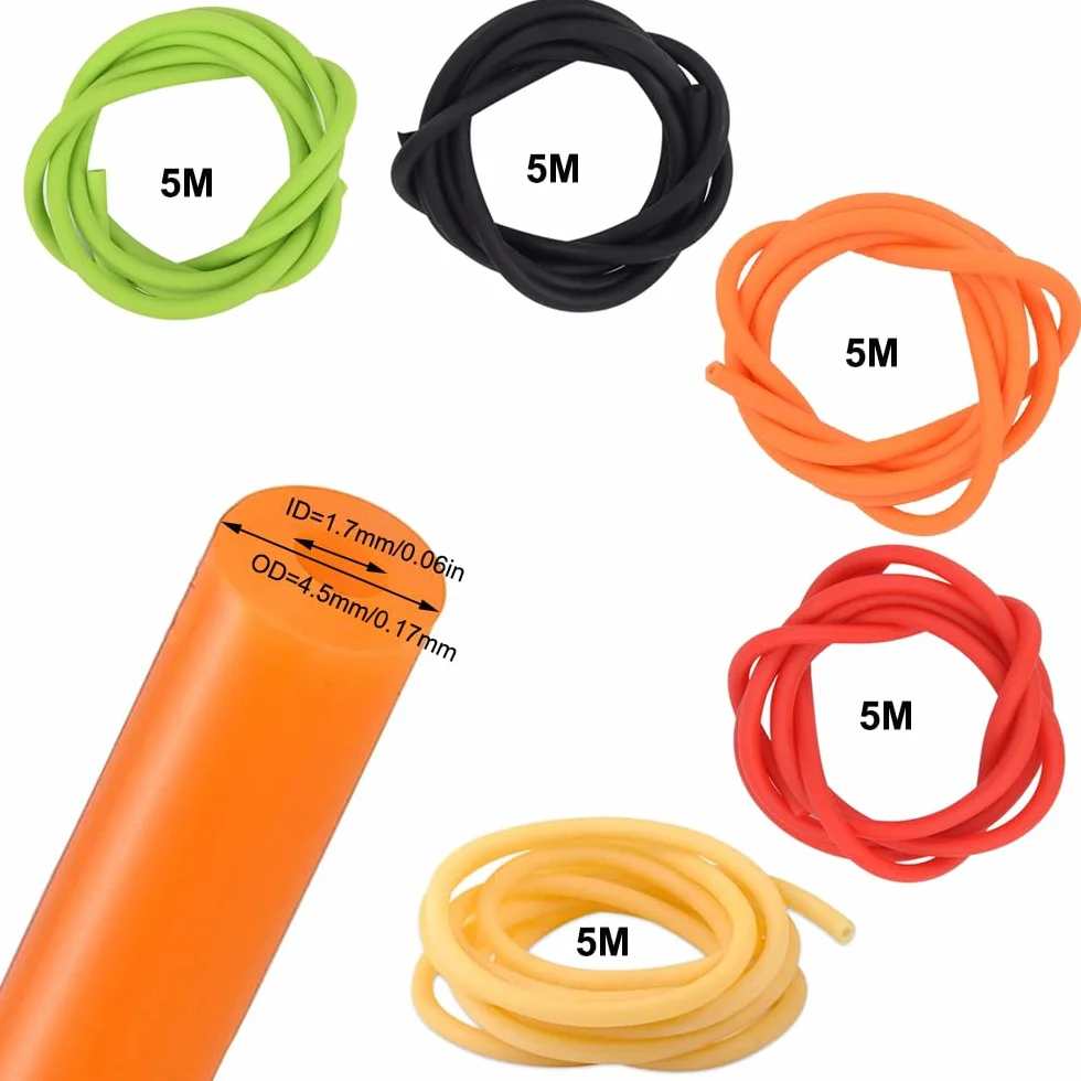 Tubo de látex natural 5M 16.40FT banda quirúrgica manguera goma ID 1.7mm OD 4.5mm Verde