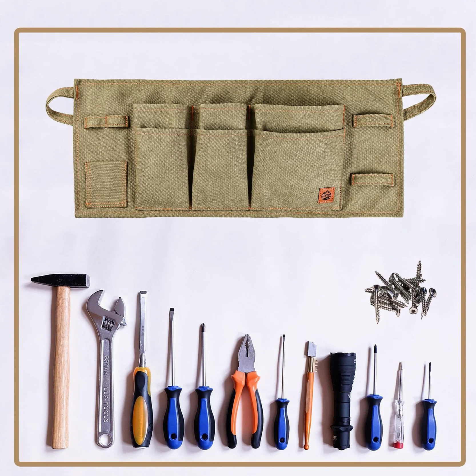 MAKALU Delantal de carpintería para camping, con correas para el hombro, delantal de lona