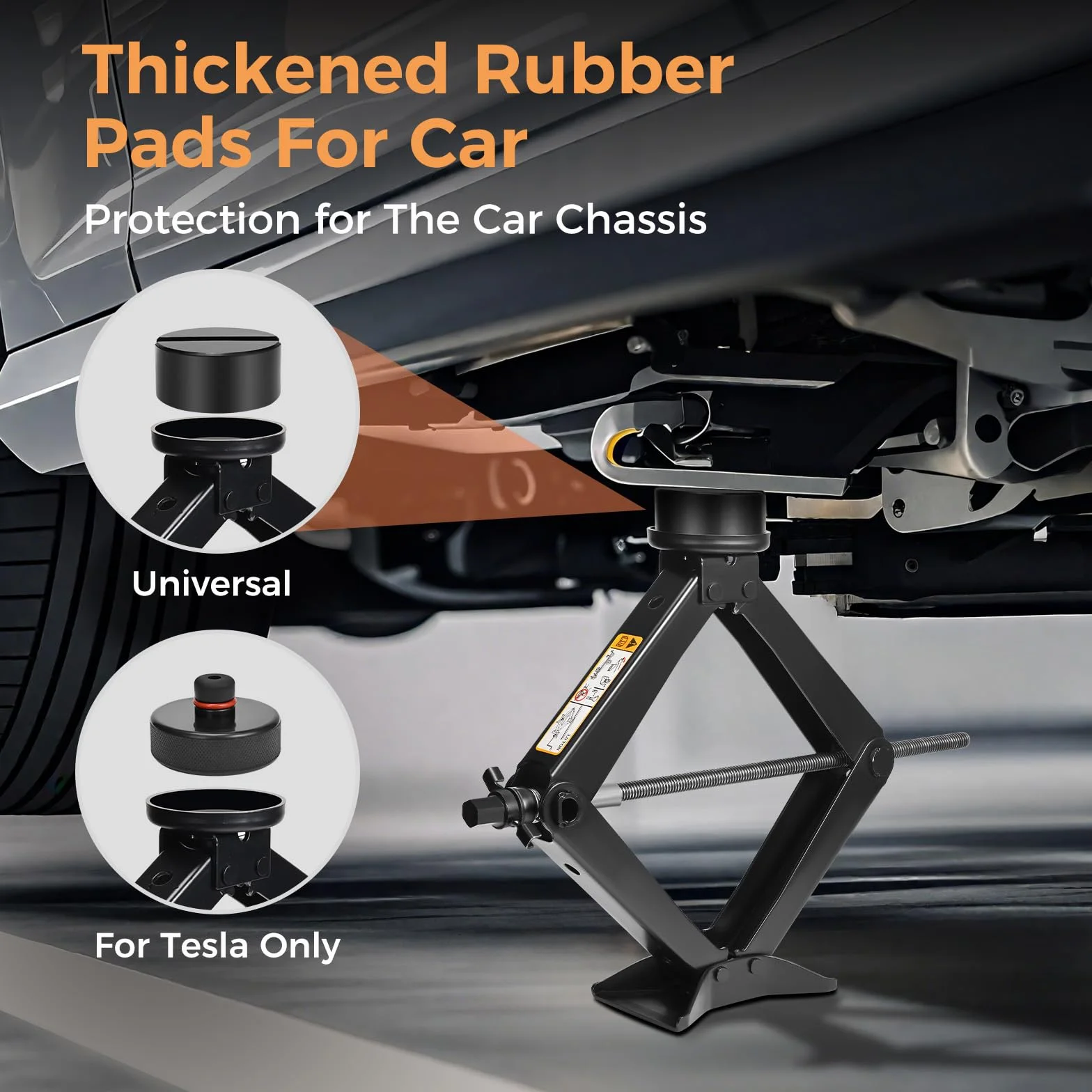 Gato hidráulico de tijera 3T 3000 kg universal 10-45 cm con 2 almohadillas de goma para SUV MPV Tesla