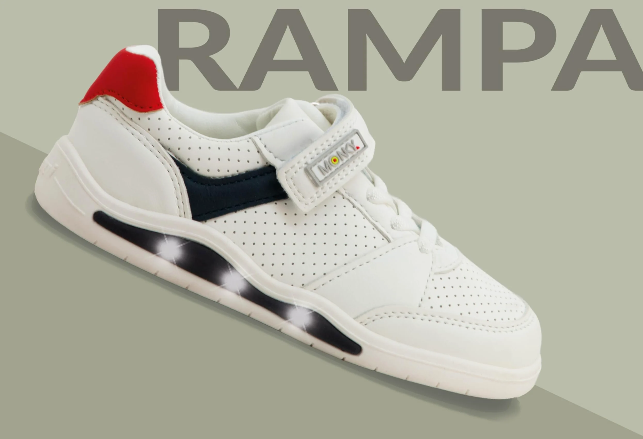 MONKY Zapatillas Barefoot Infantiles con Luces LED – Calzado Respetuoso Cero Drop, Puntera Ancha, Suela Flexible Antideslizante, Piel Sintética, Tallas 25-30