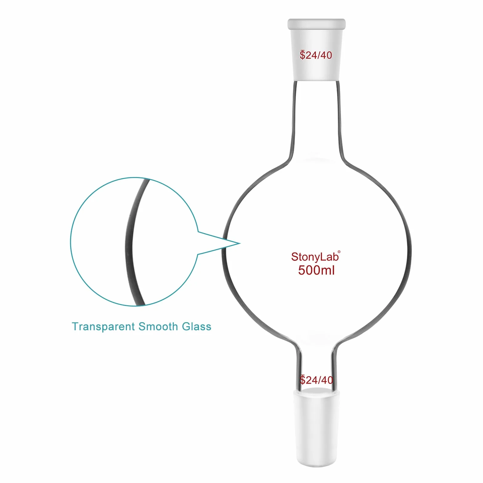 Depósito de Cromatografía de Vidrio Borosilicato 500 ml 24/40 Junta Estándar