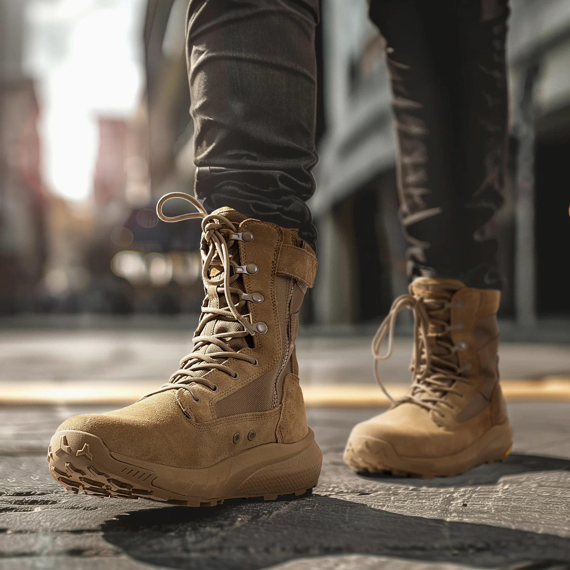 NORTIV 8 Botas de Tácticas Militares para Hombre con Cremallera Lateral Botas Policiales de Combate de Motocicleta