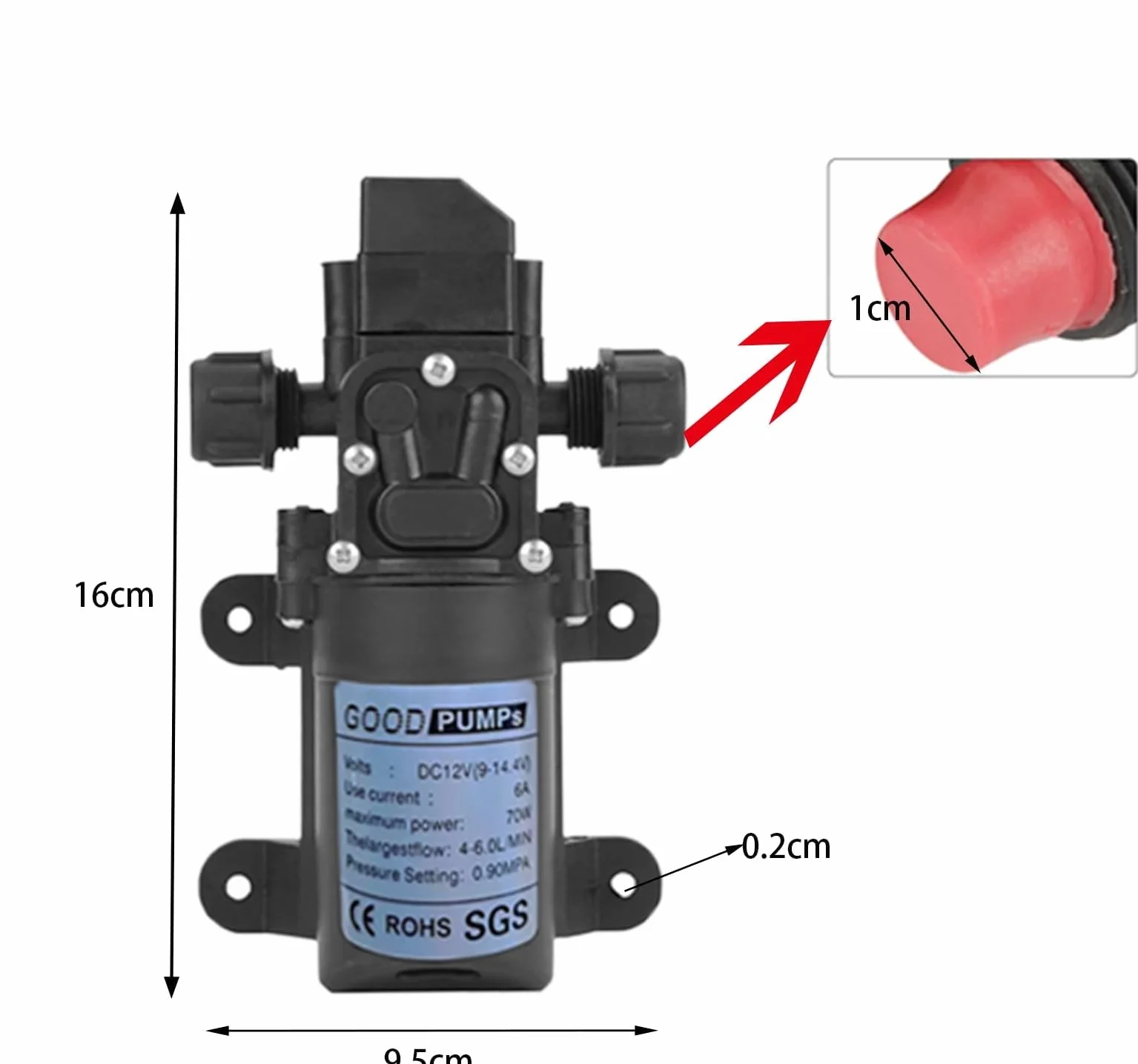 Omba Bomba de Agua 12V 0.9Mpa 6L 70W Alta Presión Autocebante para Jardín Caravana Camping