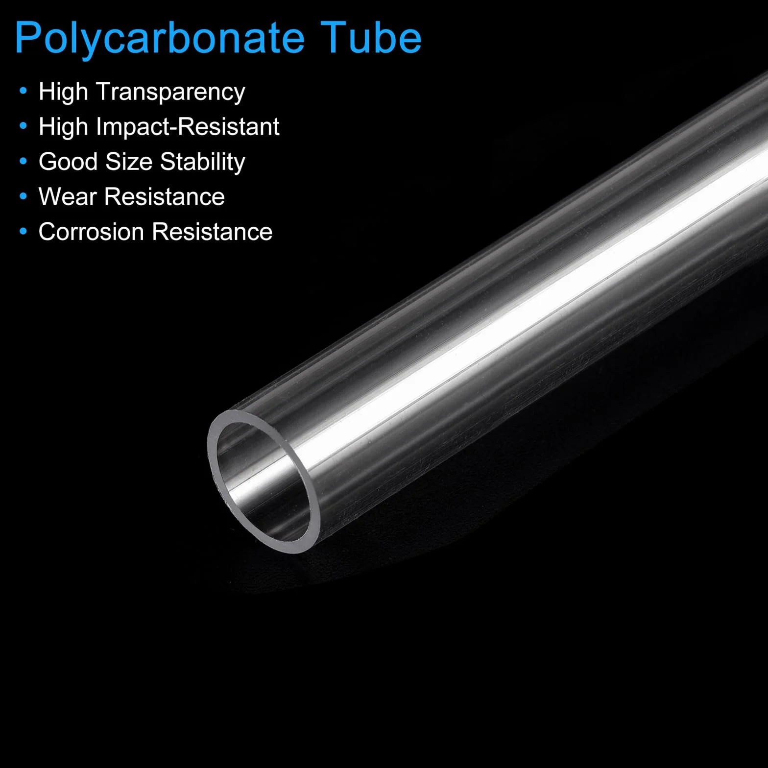 sourcing map Tubo de Plástico Policarbonato Rígido Transparente 12mm ID 13mm OD 245mm Alto Impacto