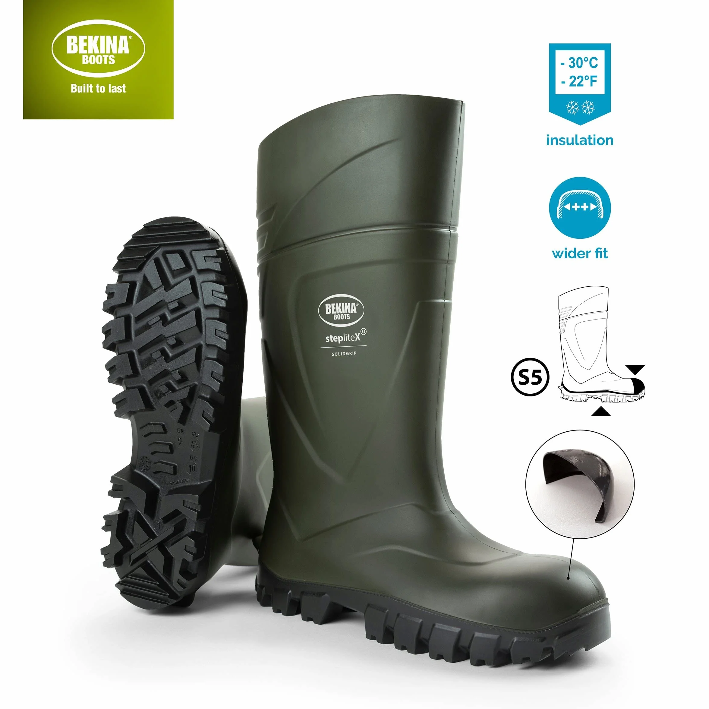 Botas de Seguridad y de Trabajo para Hombres y Mujeres Incl. Puntera y Suela de Acero de Alta Seguridad, para Uso agrícola, garantizan una excelente adherencia, Verde, EU 47