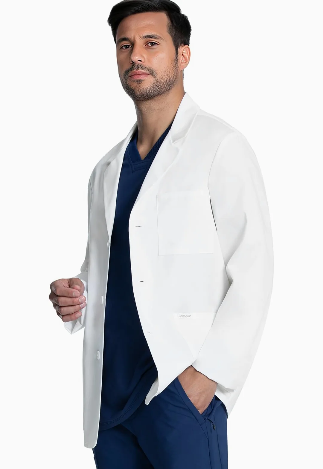Cherokee CK401 - Abrigo de laboratorio para hombre, de 30 pulgadas, duradero, elástico mecánico