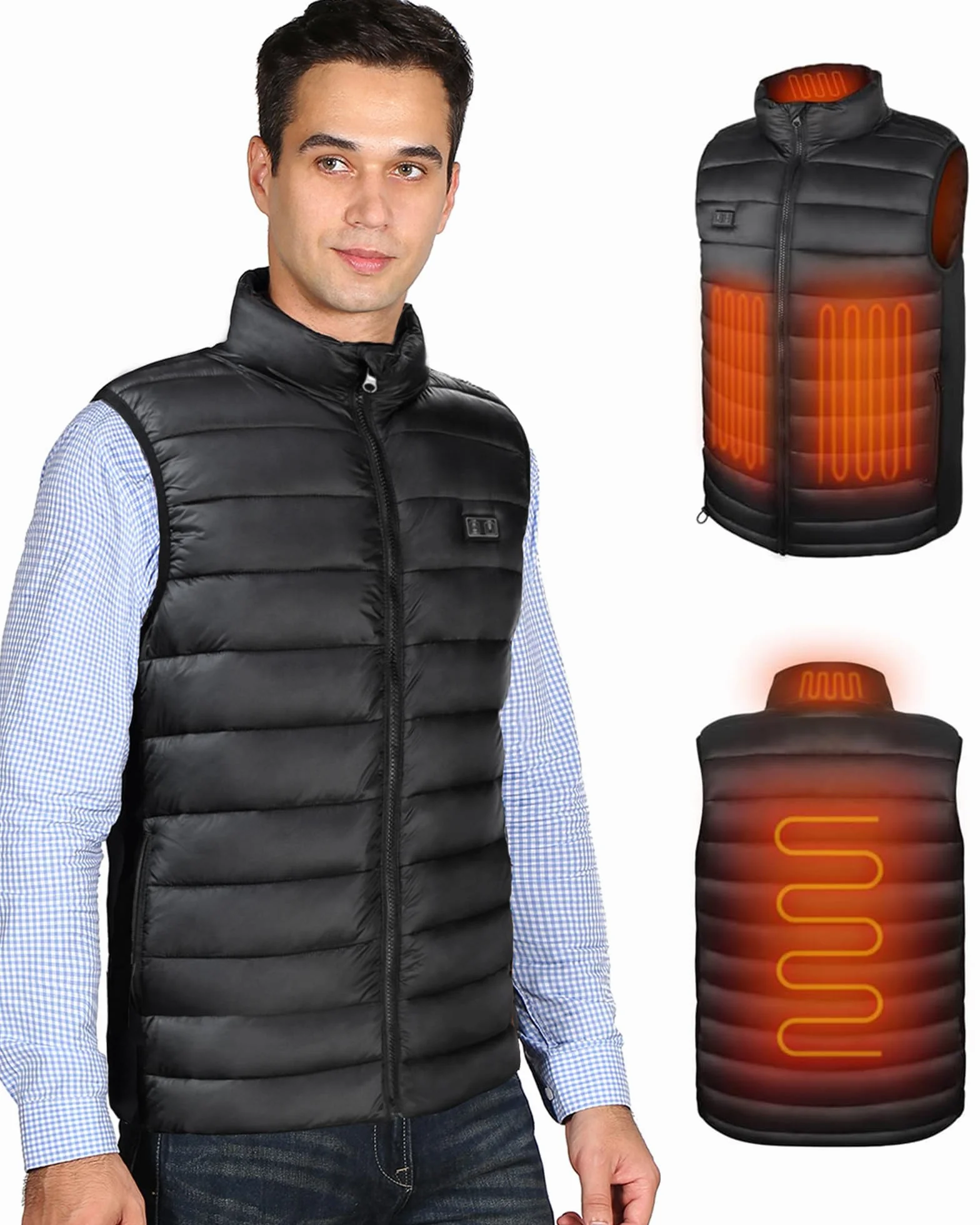 Chaleco Calefactable Hombre, Chalecos Calefactables Hombre, Chaleco Termico Electrico,Con Batería 10000mAh, 3 Niveles De Temperatura, Ideal Para Trabajo al Aire Libre, Senderismo,Pesca,Invierno