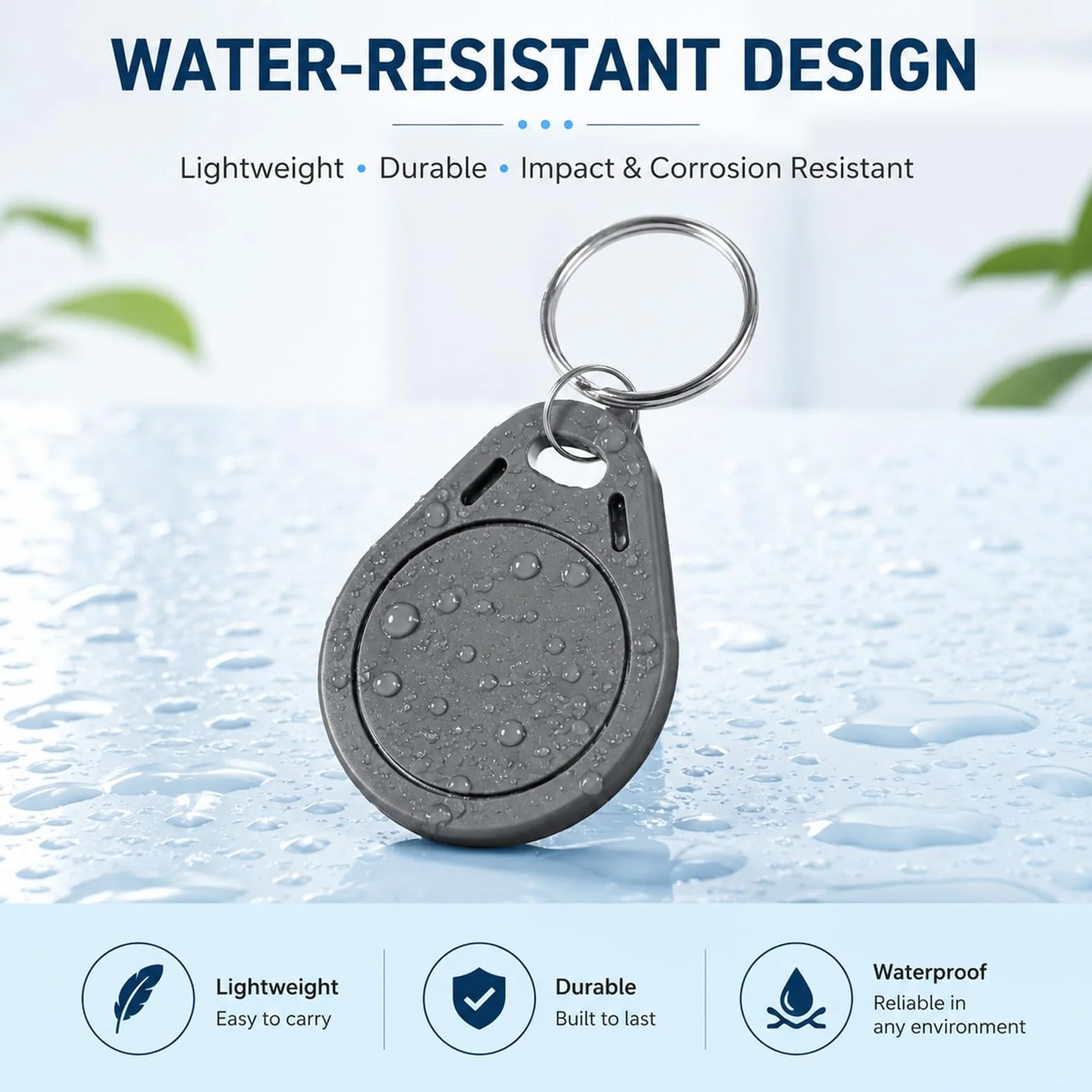 Resistente al Agua ABS 13.56MHz ISO14443 A MF Classic 1K NFC RFID Token Llavero Gris