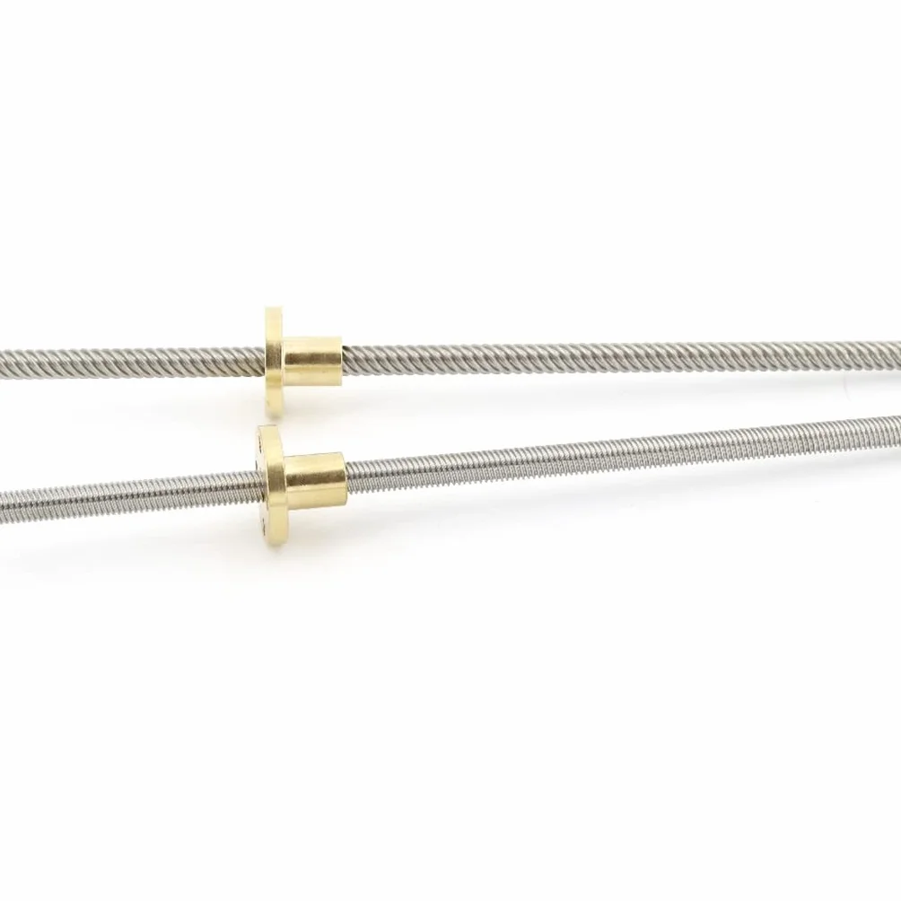 Husillo trapezoidal de acero inoxidable 304, 1 tornillo T6, longitud 180 mm, paso 2-12, con tuerca latón y varilla roscada