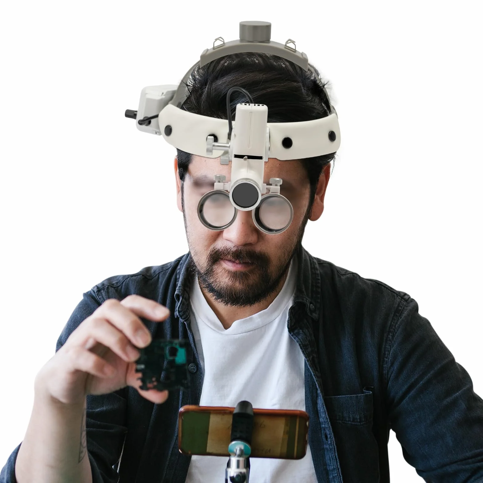 Lupa dentista binocular 3.5x 420mm con luz quirúrgica médica