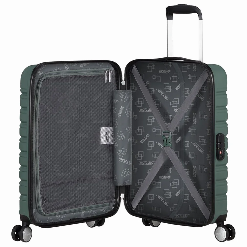 American Tourister Flashline - Spinner S, Equipaje Manual, 55 cm, 34 L, Verde (Bosque Oscuro)