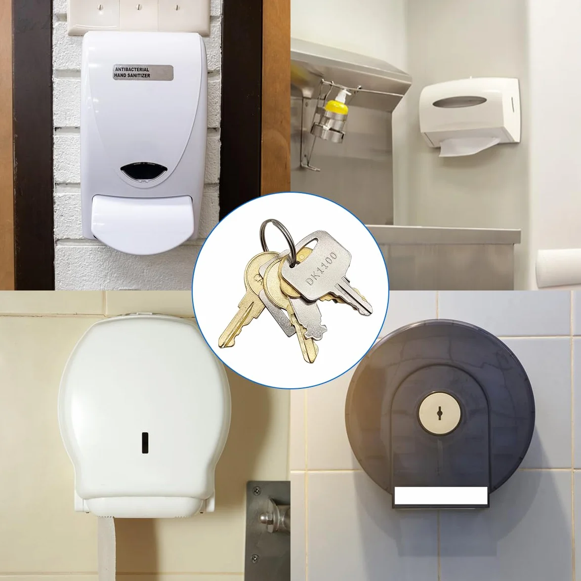 Llaves dispensadoras de toallas de papel universales compatibles con Tork SCA 1100, Bradley 2055, Bobrick Cat 74, Kimberly Clark 770301, Georgia Pacific E114