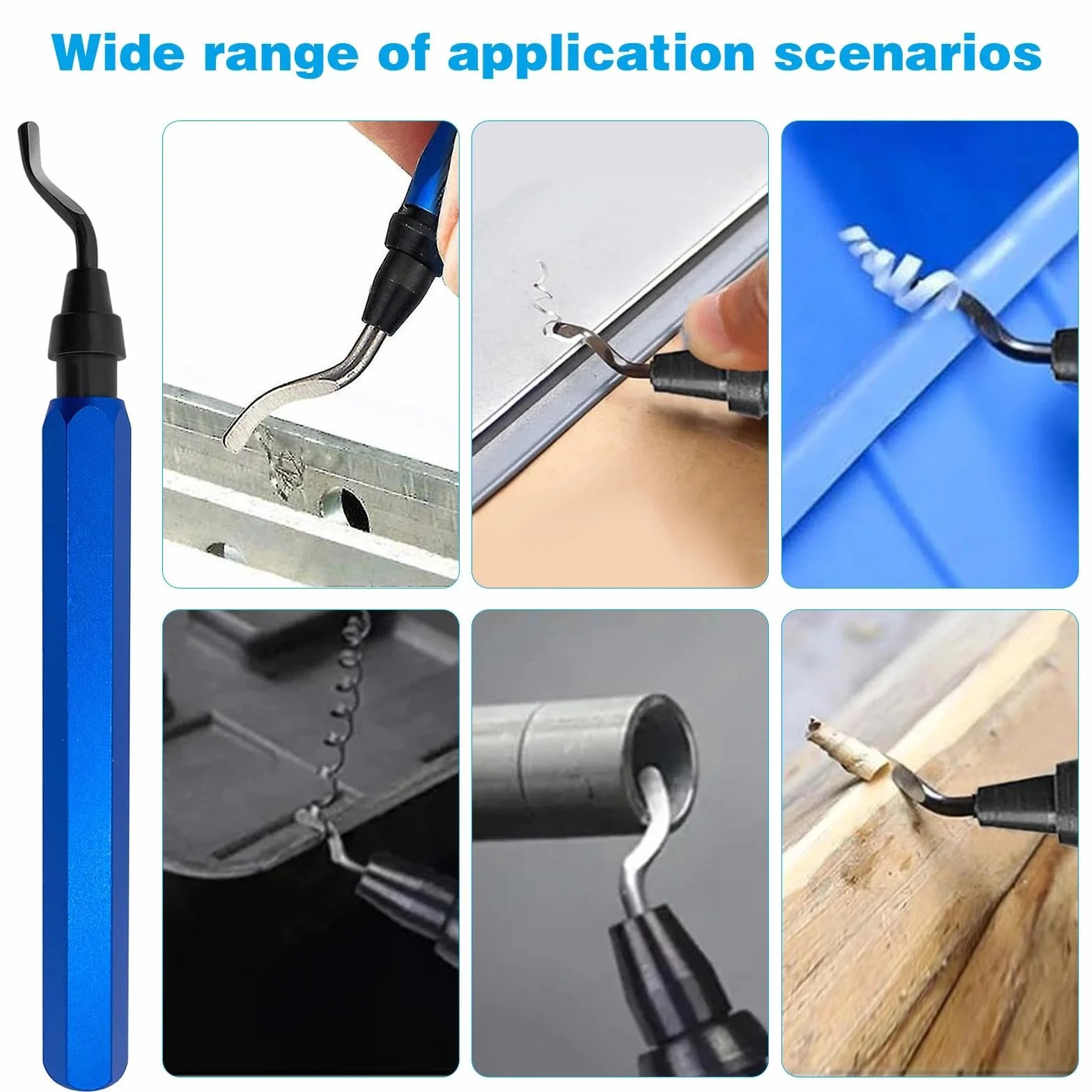Desbarbador Metal 11 Pcs Herramienta Desbarbadora con Cuchillas de Rotación 360° Giratorio para Acero, Plástico, Aluminio, Cobre, Impresora 3D