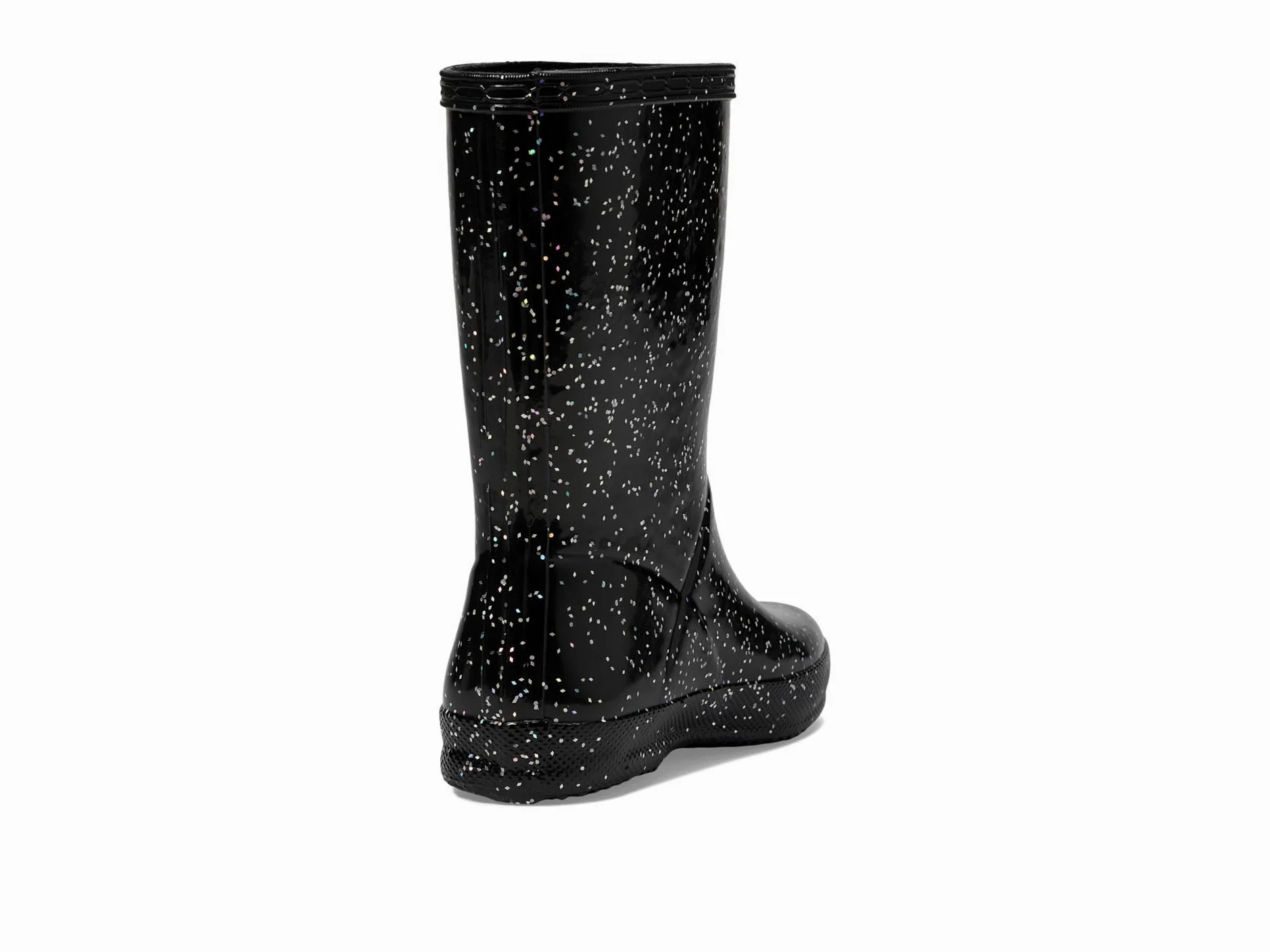 HUNTER Kids First Classic Giant Glitter Negro Caucho Botas De Lluvia
