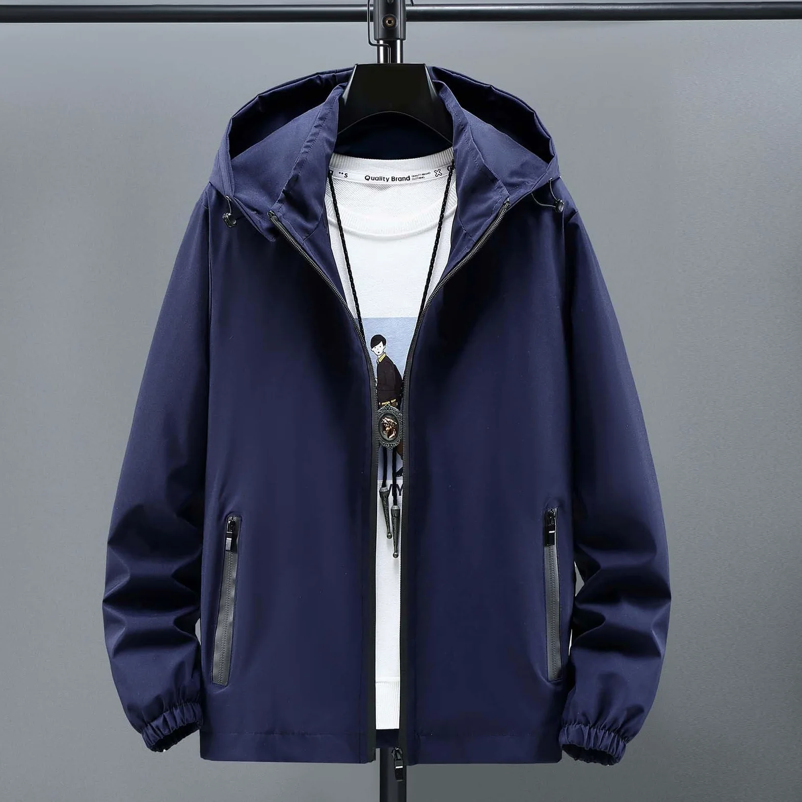 Chubasquero impermeable para hombre, chaqueta de invierno resistente al viento, chaqueta funcional de secado rápido, cortavientos, chaqueta de senderismo para exteriores, corte holgado