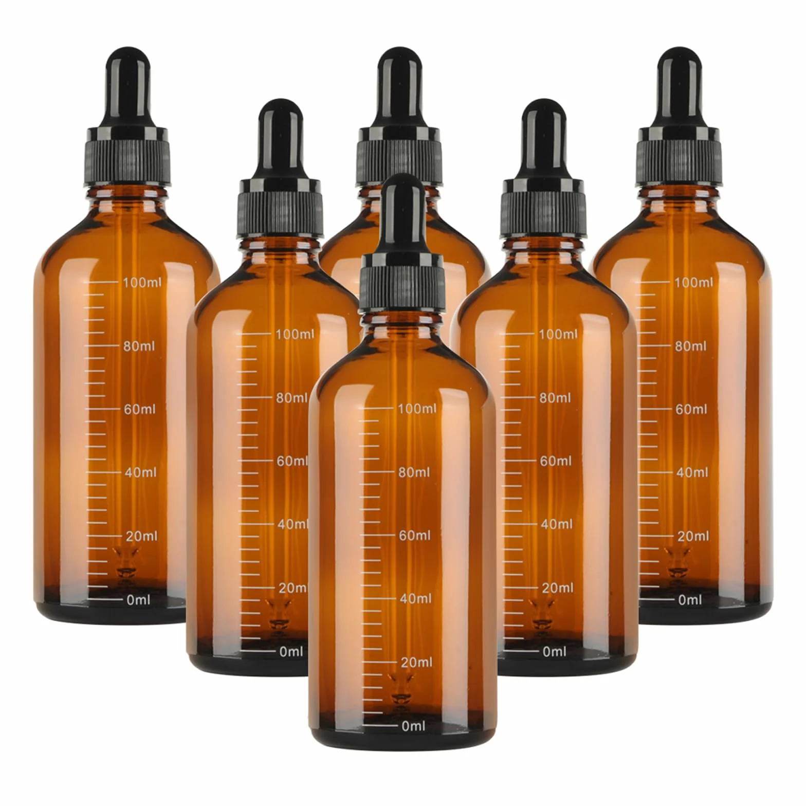 Botellas Cuentagotas Cristal 100ml Ambar 6 Piezas con Embudo y Cuentagotas para Aceite Esencial